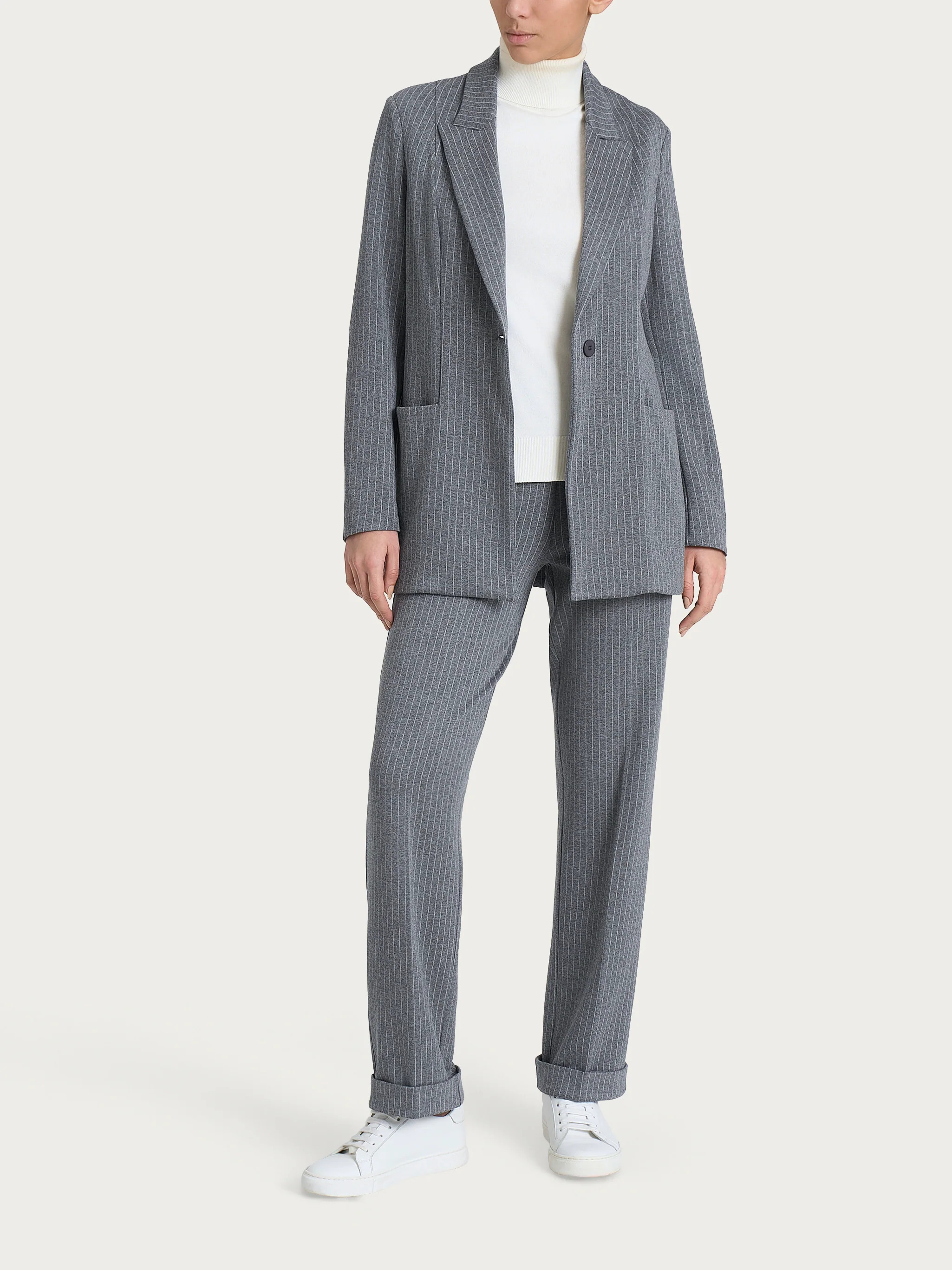 Blazer over gessato in Eco Jacquard - Fant.Ardesia Mel. - Image 4