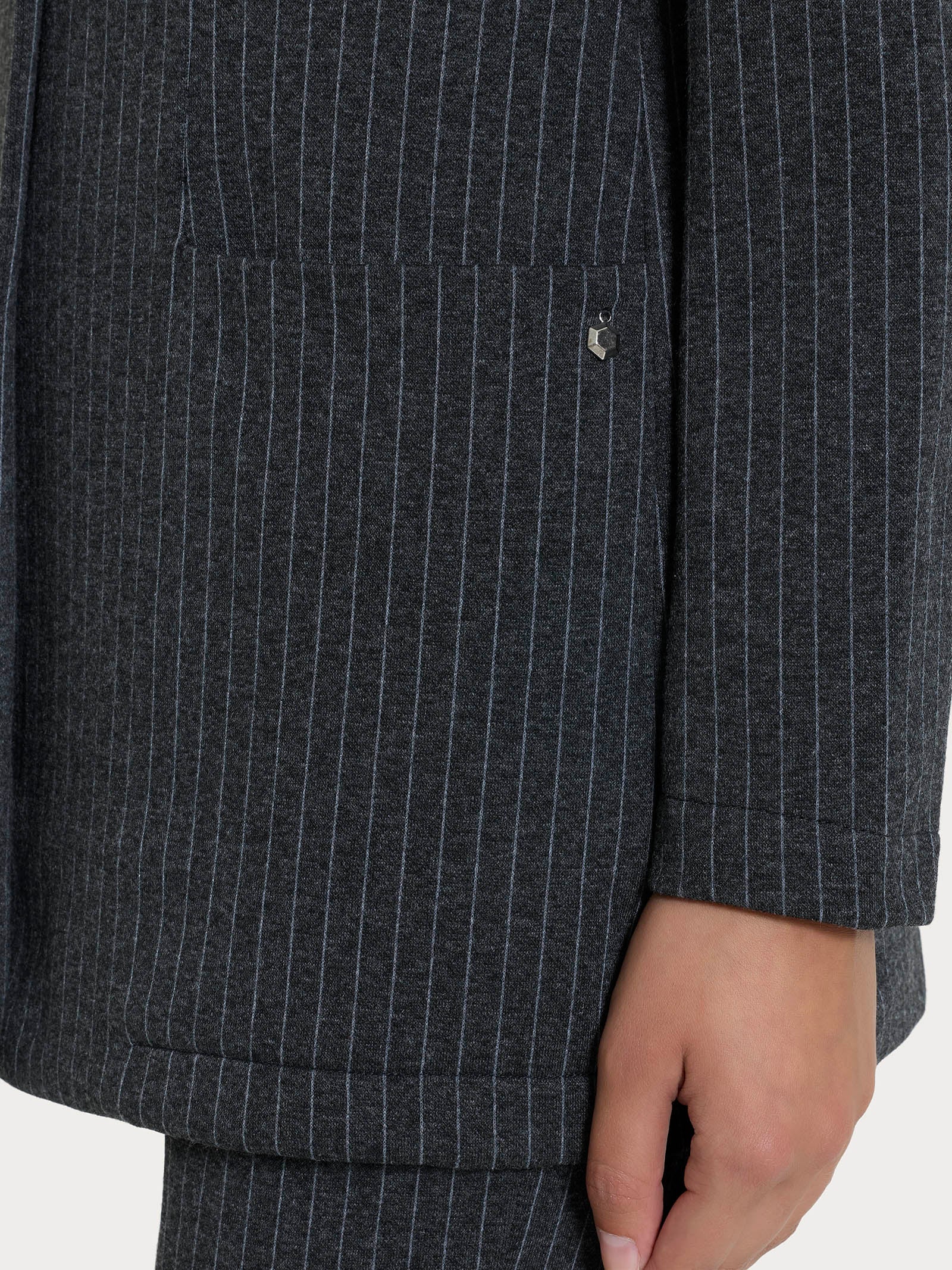 Blazer over gessato in Eco Jacquard - Fant.Oscuro Mel - Image 3