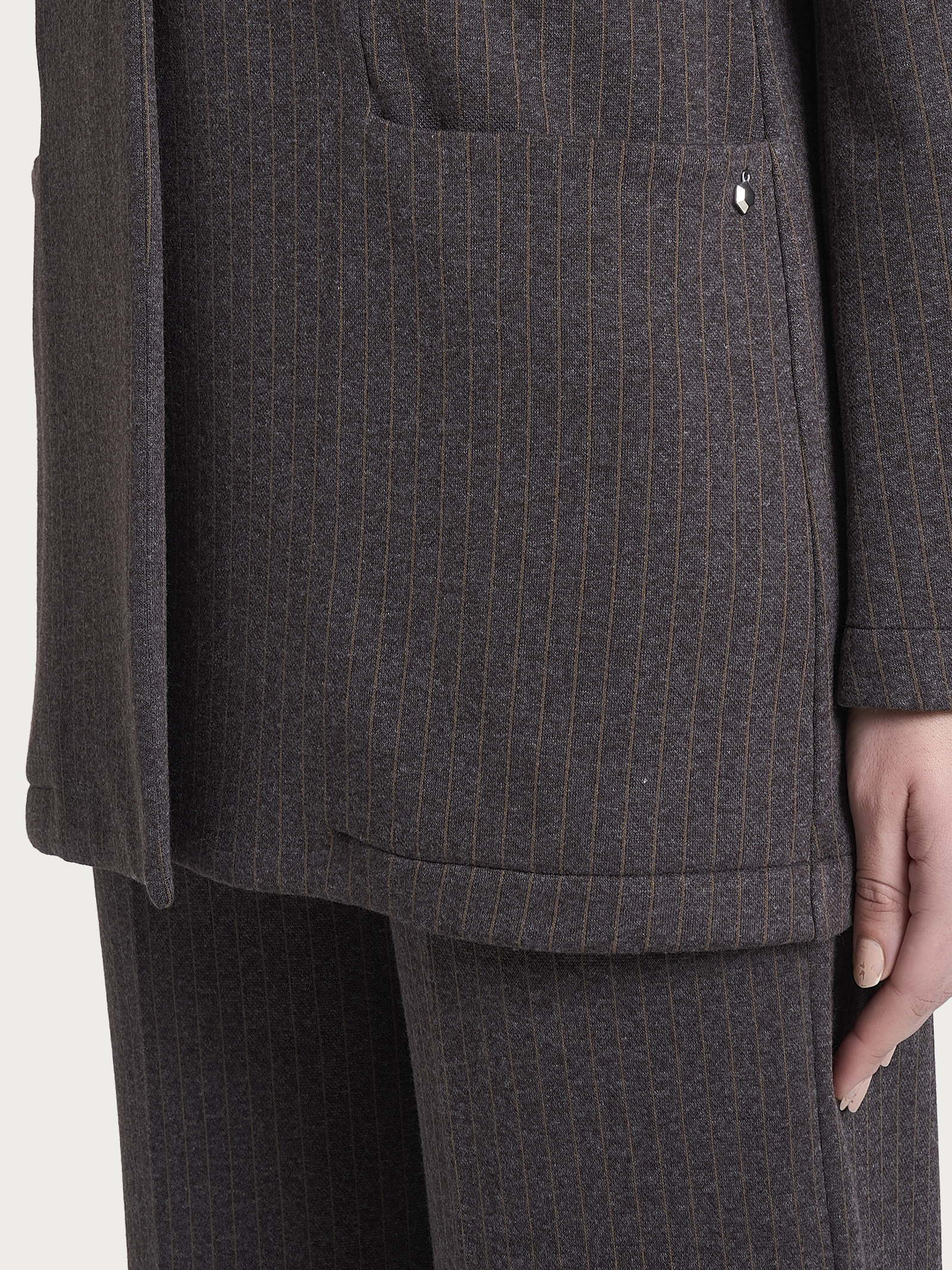 Blazer over gessato in Eco Jacquard - Fant. Chocolate Torte Mel. - Image 3