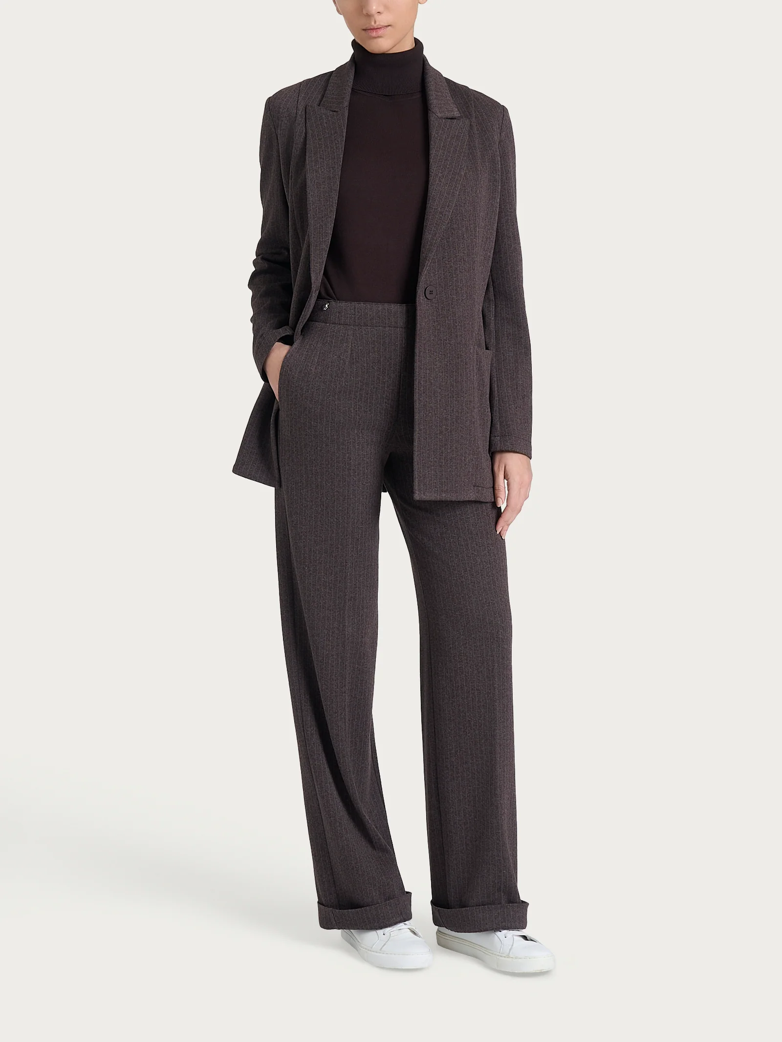 Blazer over gessato in Eco Jacquard - Fant. Chocolate Torte Mel. - Image 5