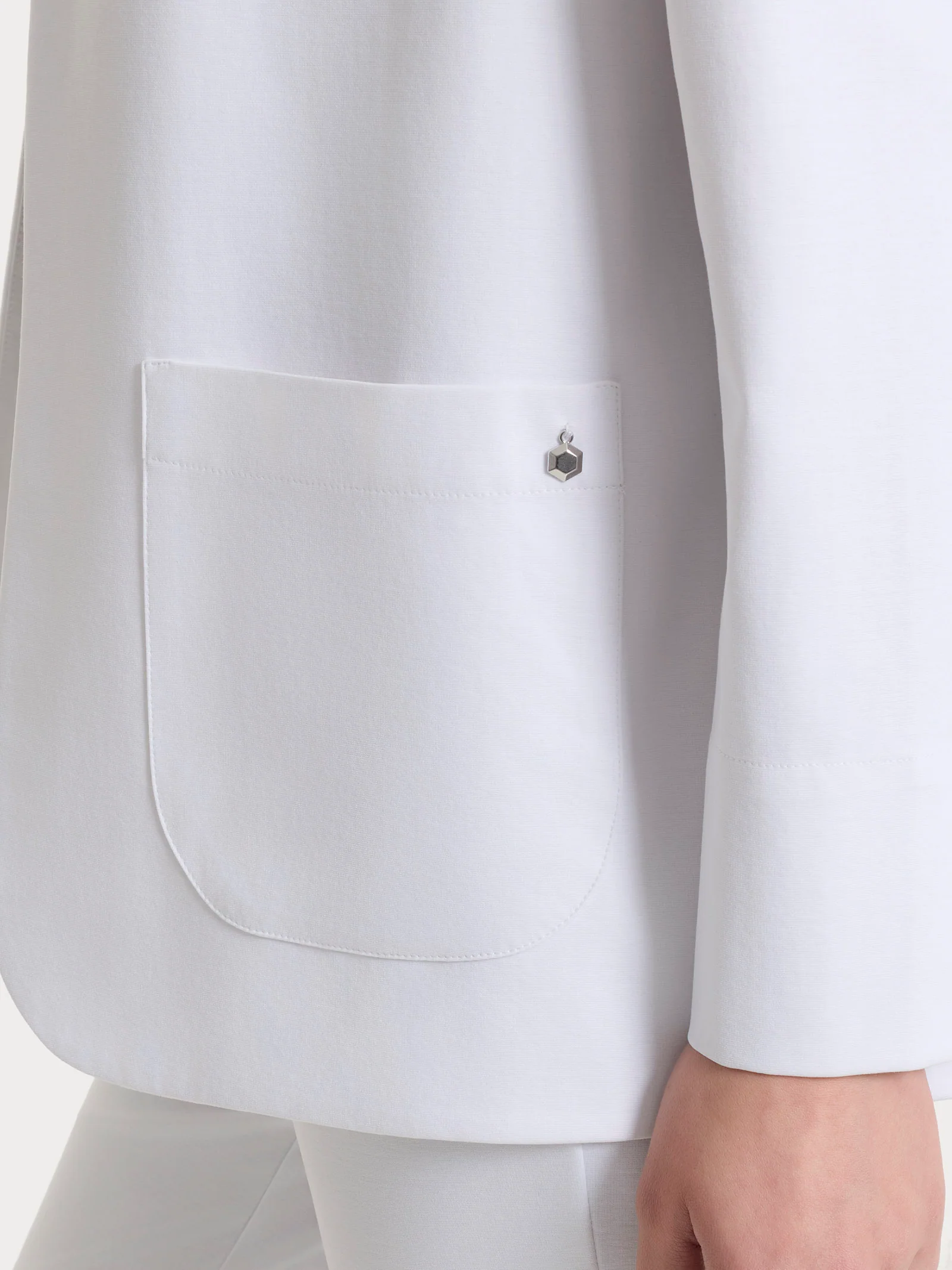 Blazer senza revers in Compact Light - Bianco - Image 3