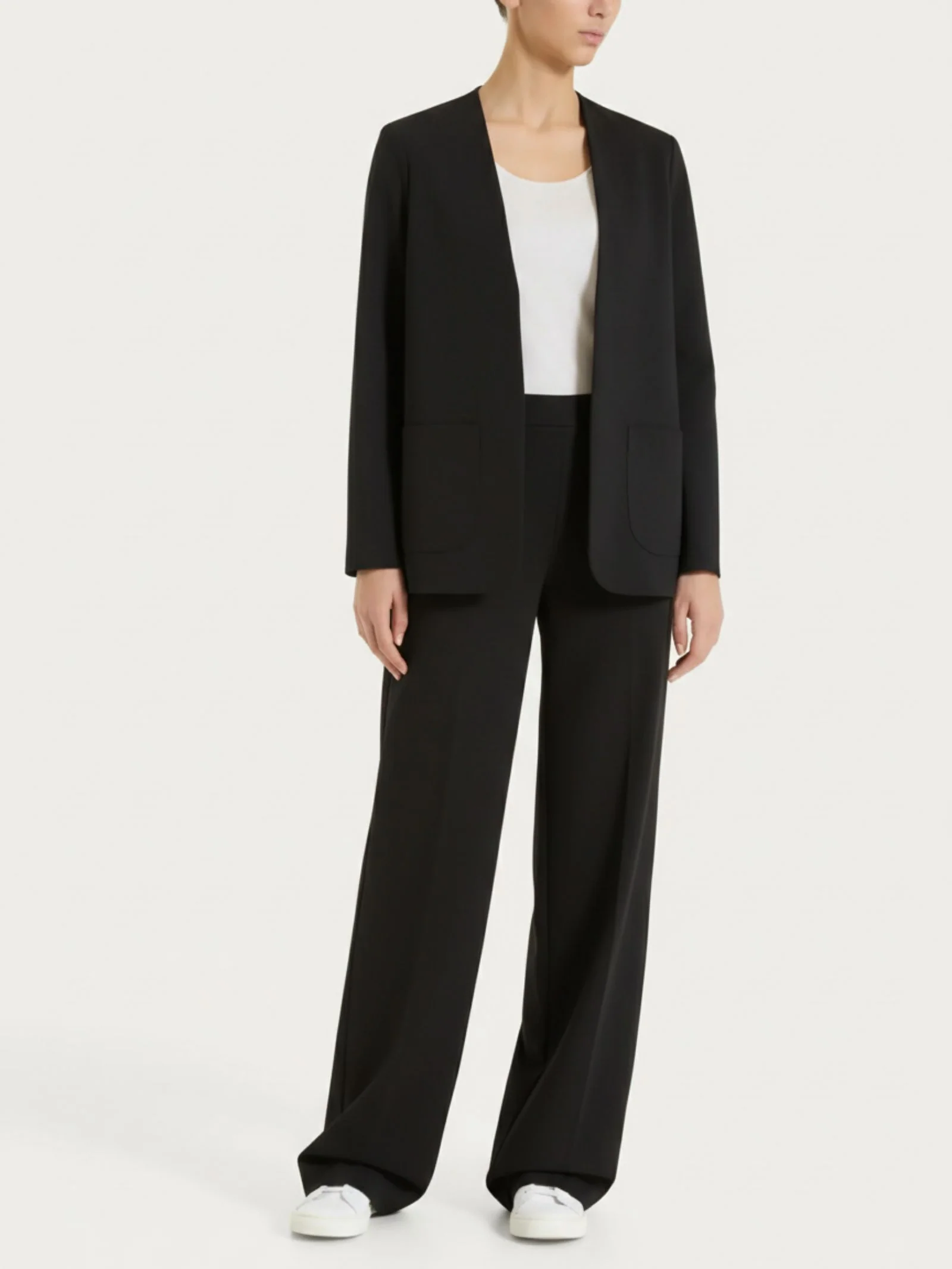 Blazer senza revers in Compact Light - Nero - Image 4