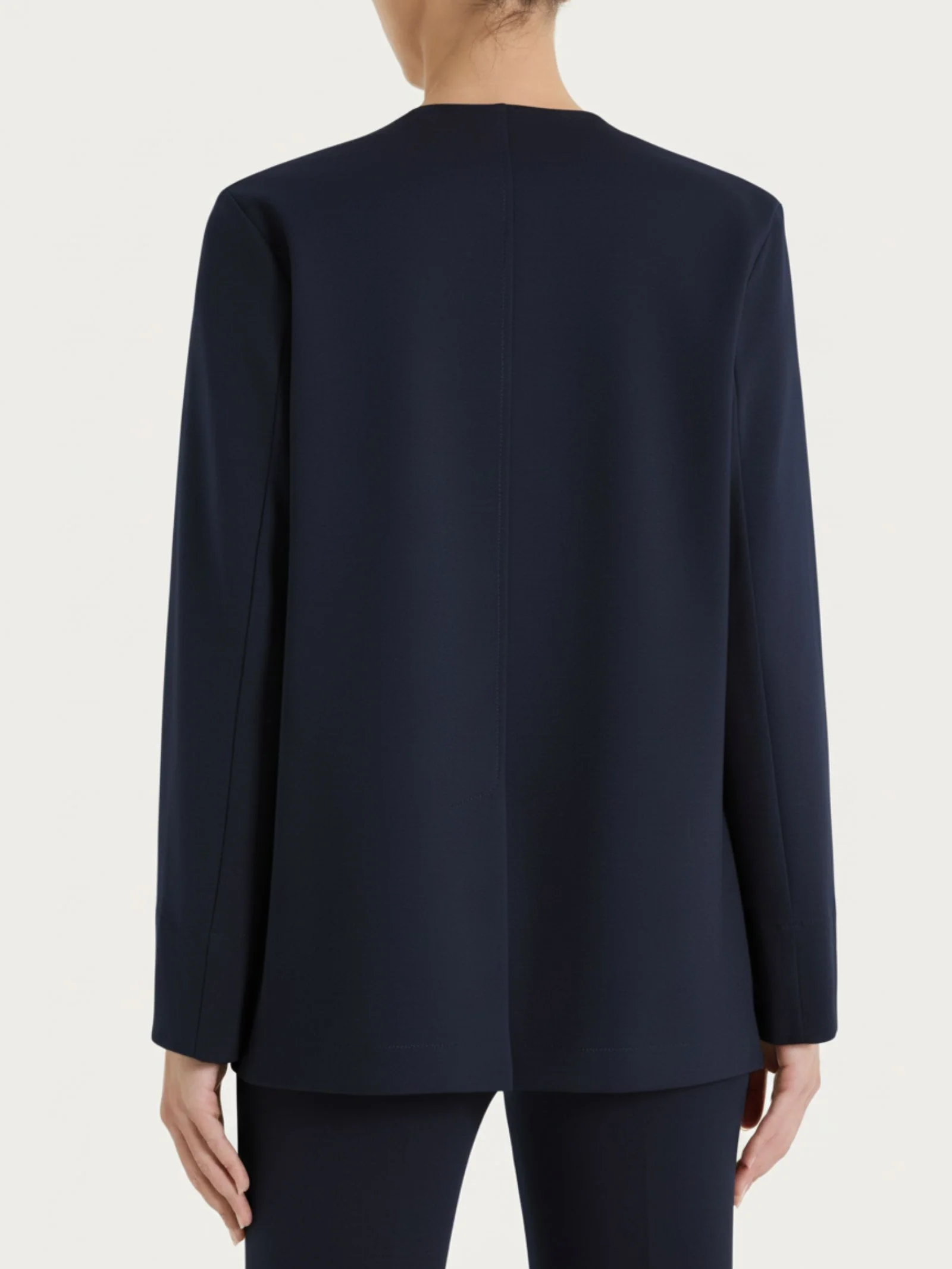 Blazer senza revers in Compact Light - Bleu - Image 2