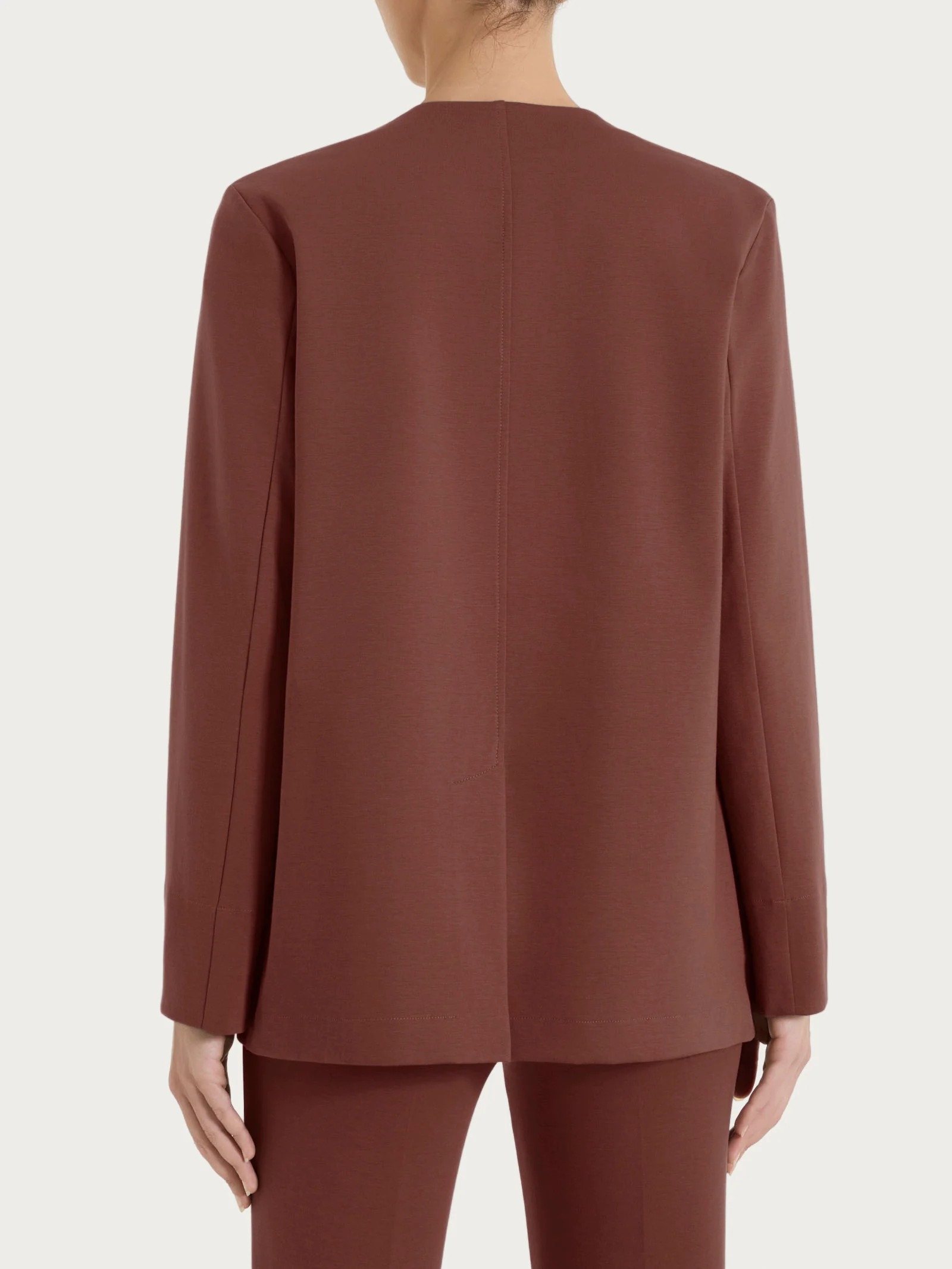 Blazer senza revers in Compact Light - Cappuccino - Image 2