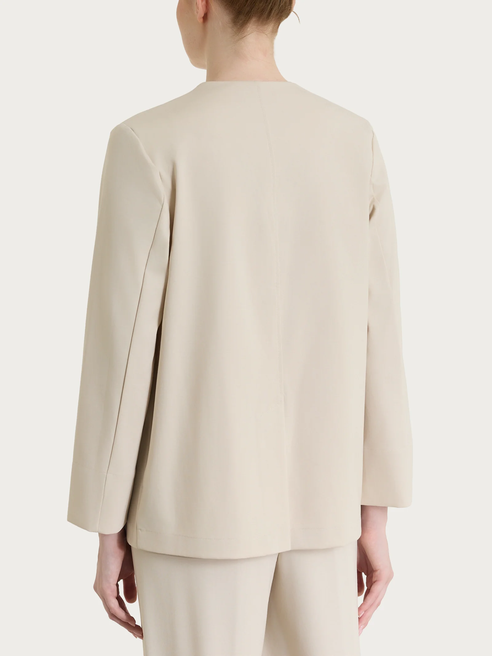 Blazer senza revers in Compact Light - Champignon - Image 2