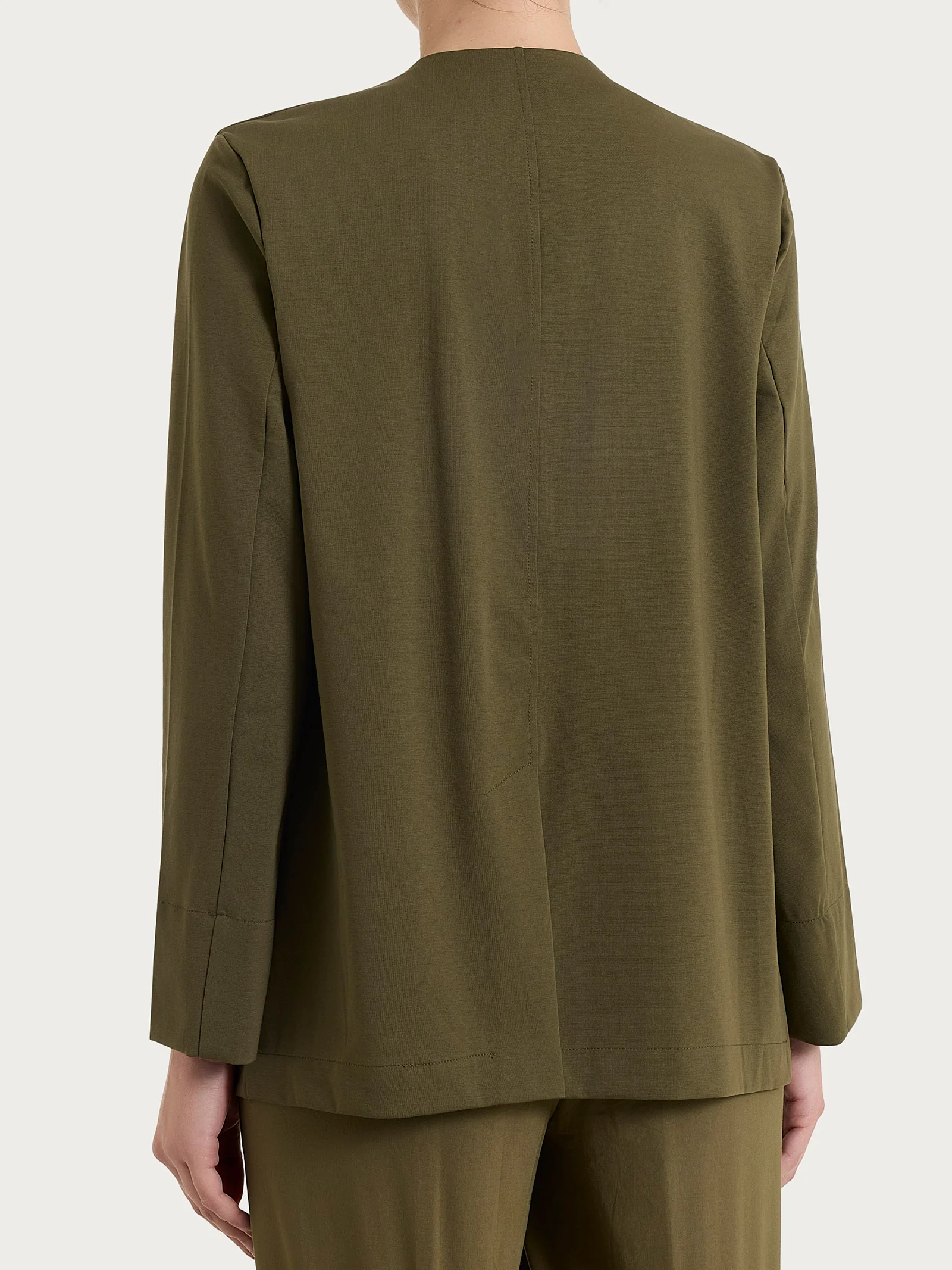 Blazer senza revers in Compact Light - Dark Olive - Image 2