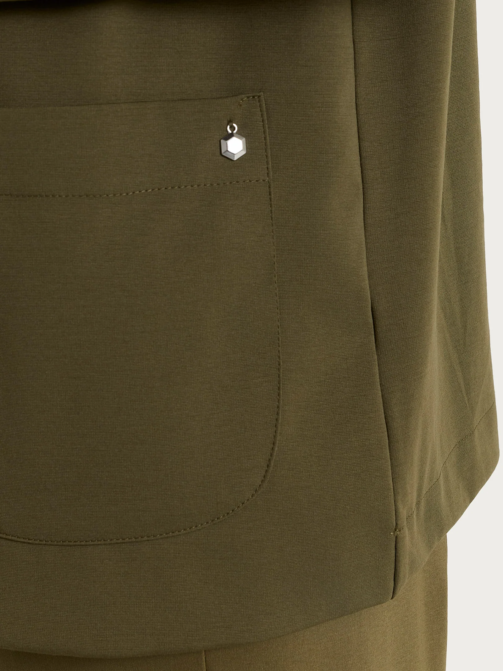 Blazer senza revers in Compact Light - Dark Olive - Image 3