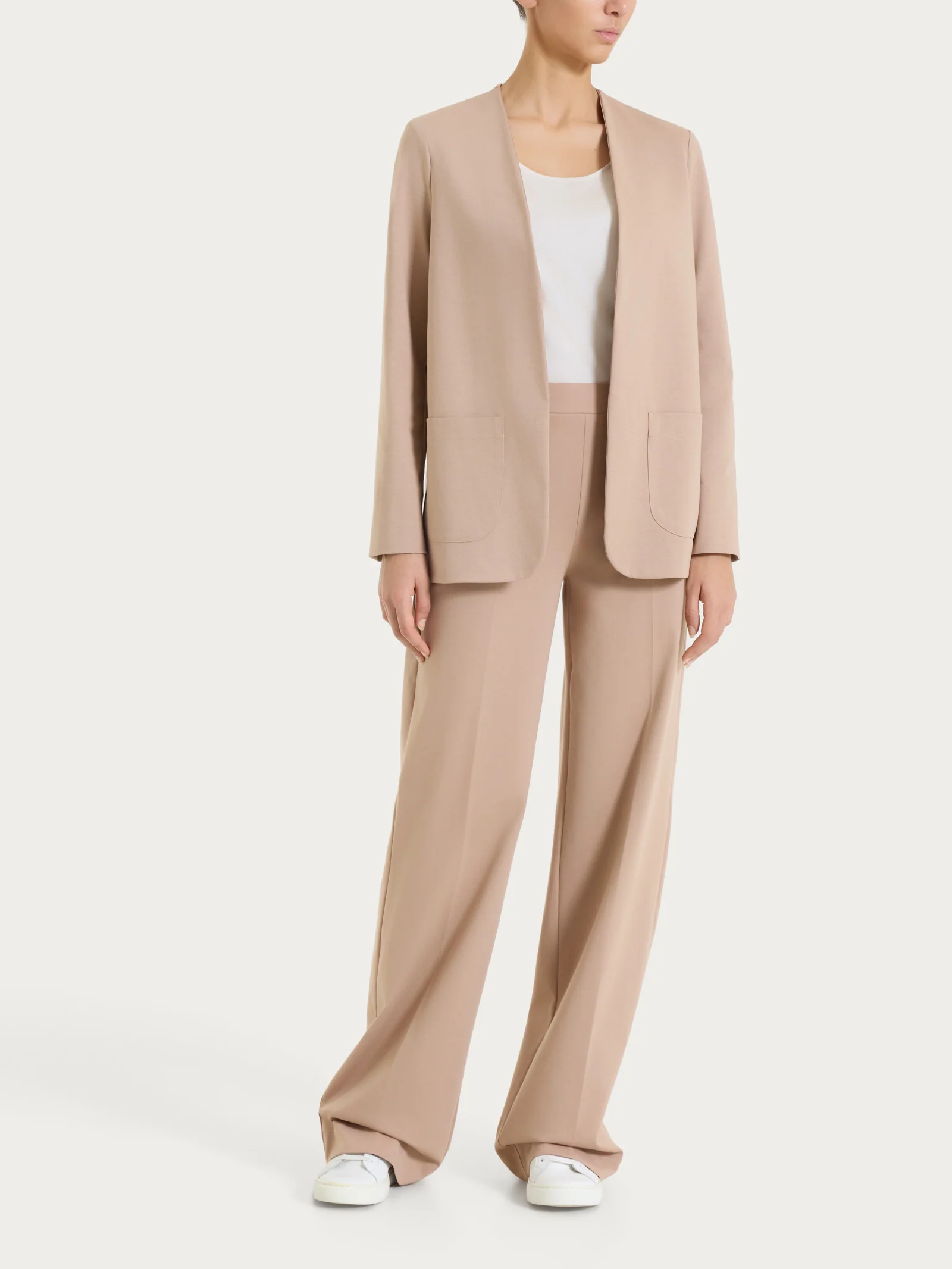 Blazer senza revers in Compact Light - Warm Taupe - Image 4