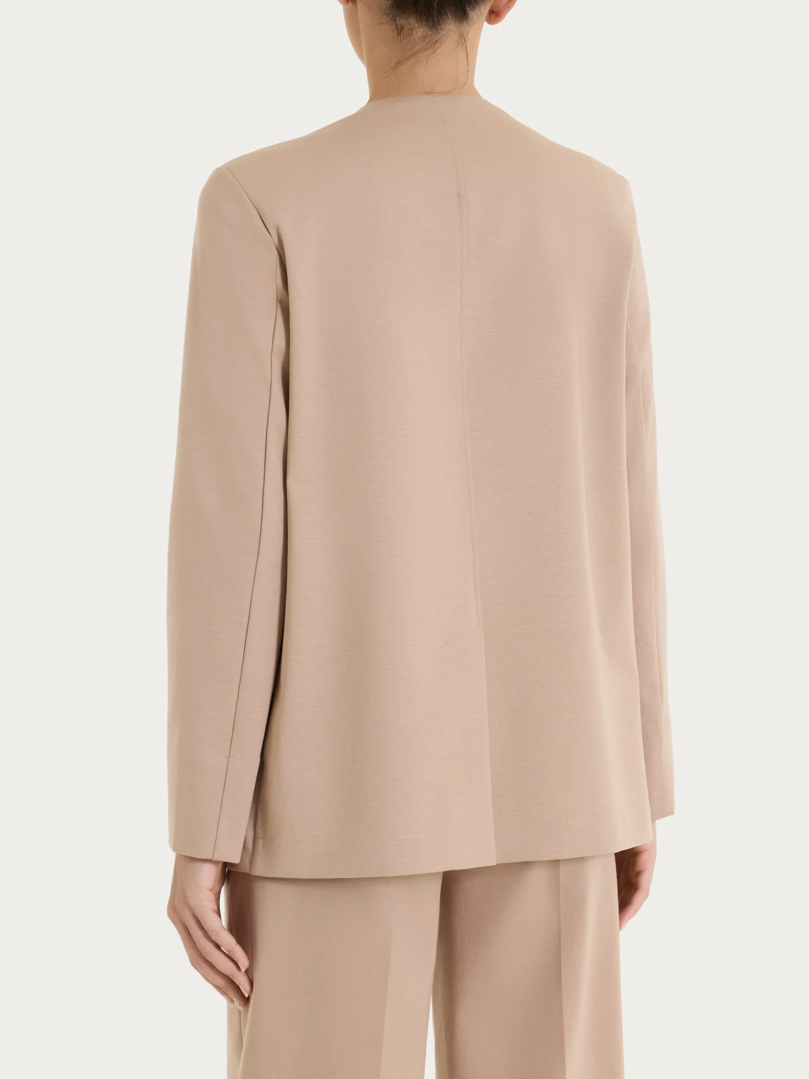 Blazer senza revers in Compact Light - Warm Taupe - Image 5