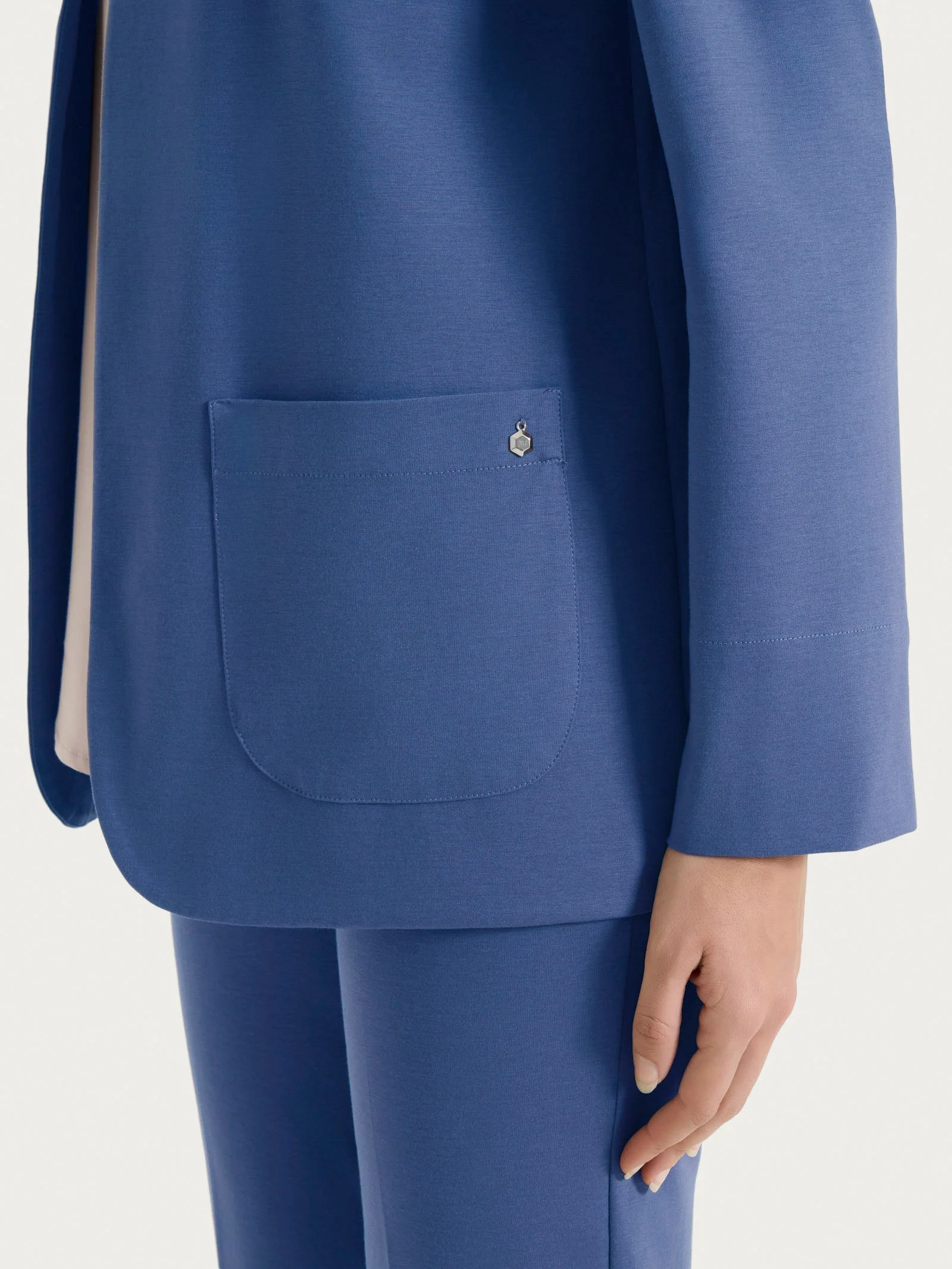 Blazer senza revers in Compact Light - Oceana - Image 3
