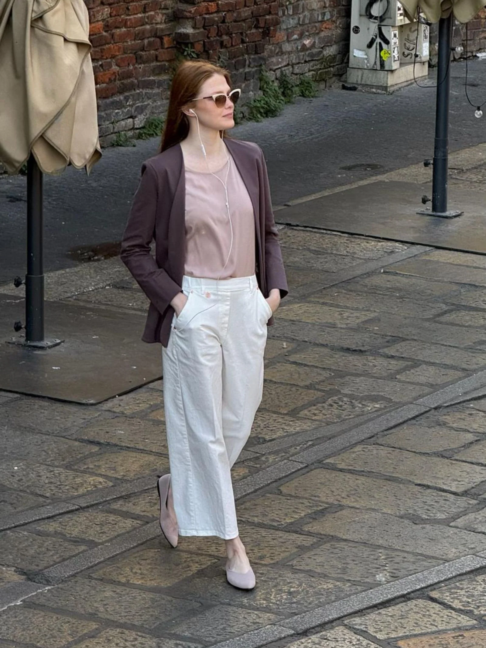 Blazer senza revers in Compact Light - Plum Truffle - Image 4