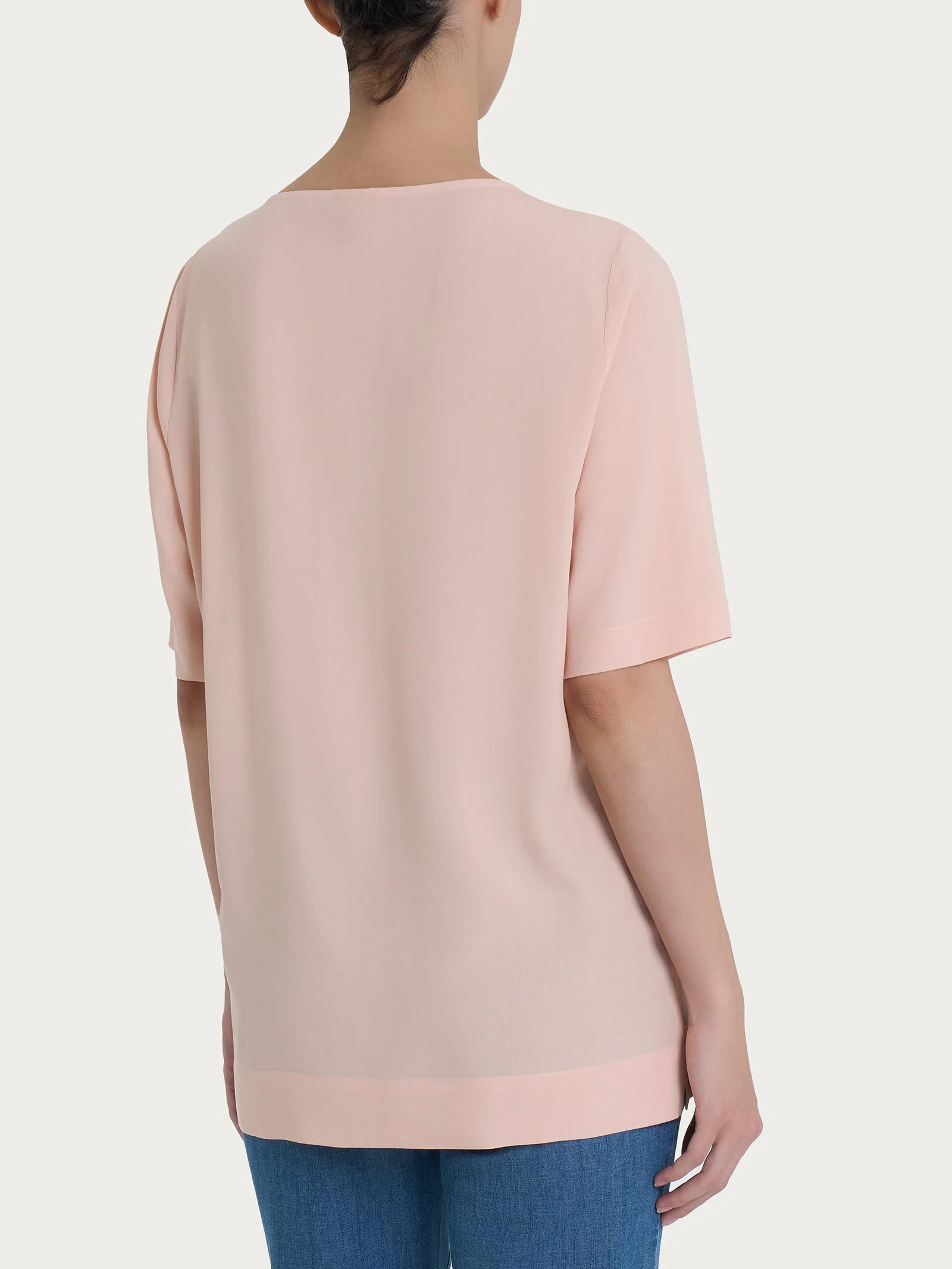 Blusa a manica corta in Ecoseta - Cameo Rose - Image 2