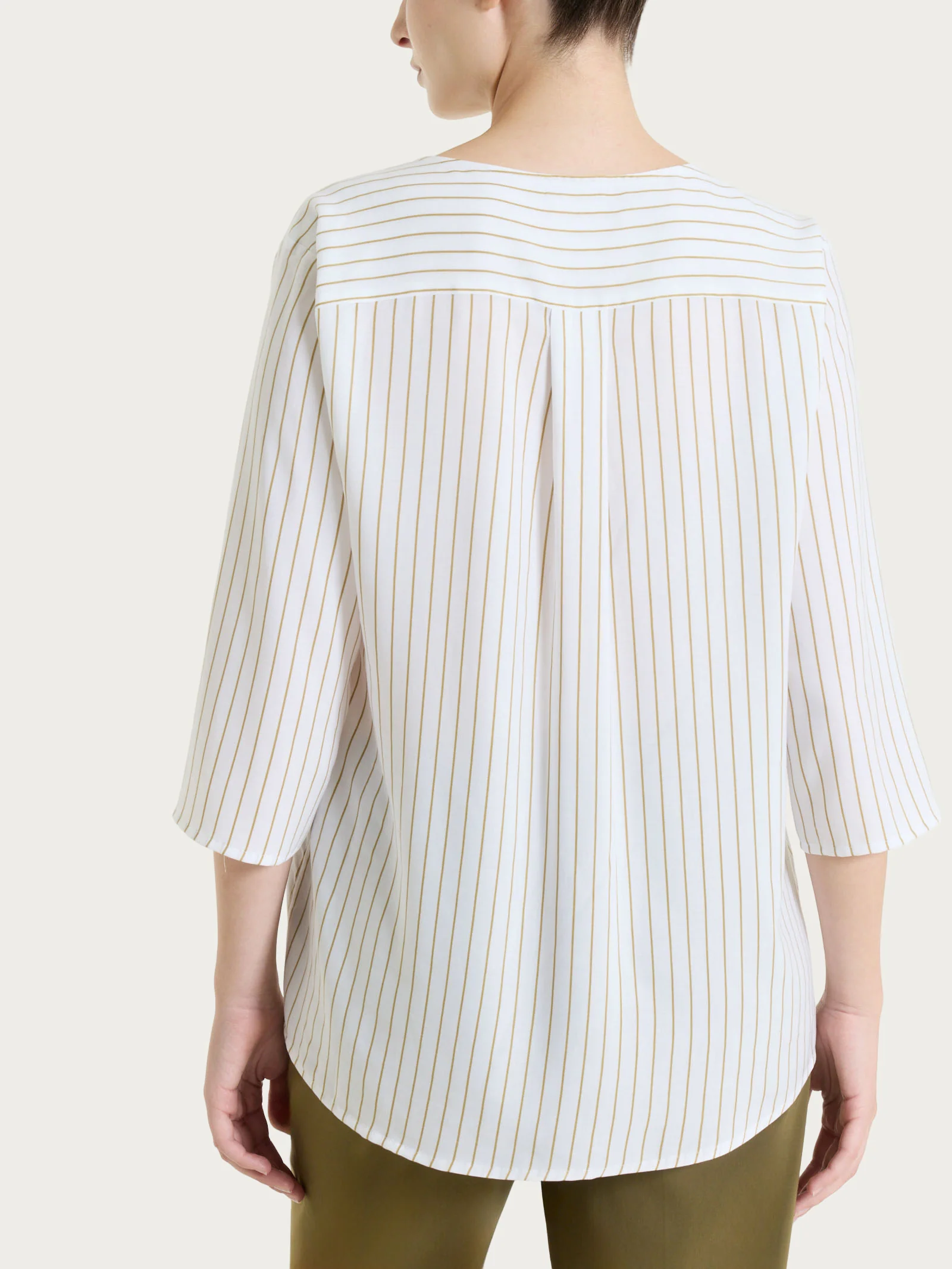 Blusa a righe in EcoSeta - Fant.White - Image 2