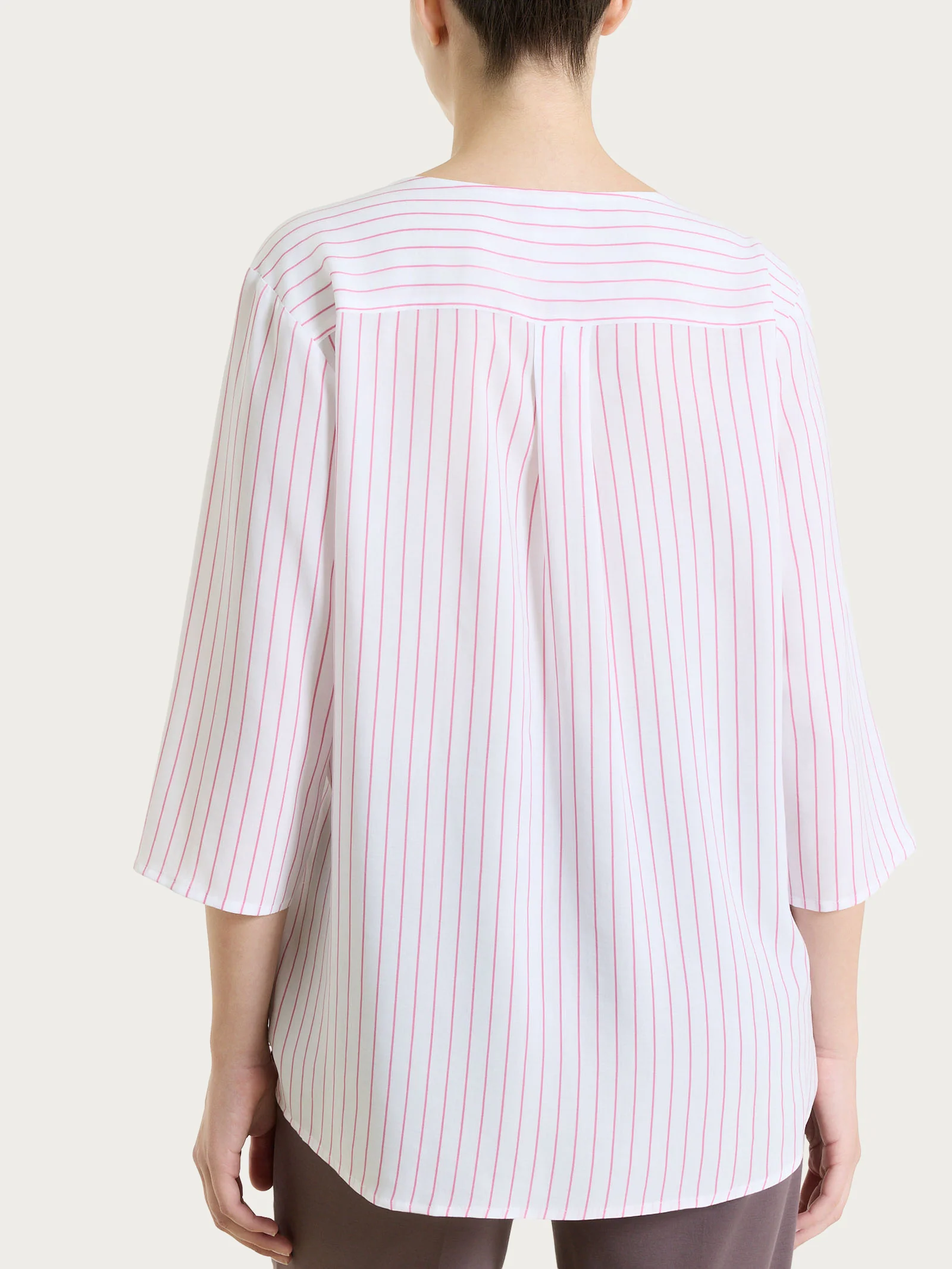 Blusa a righe in EcoSeta - Fant. Cashmere Rose - Image 2