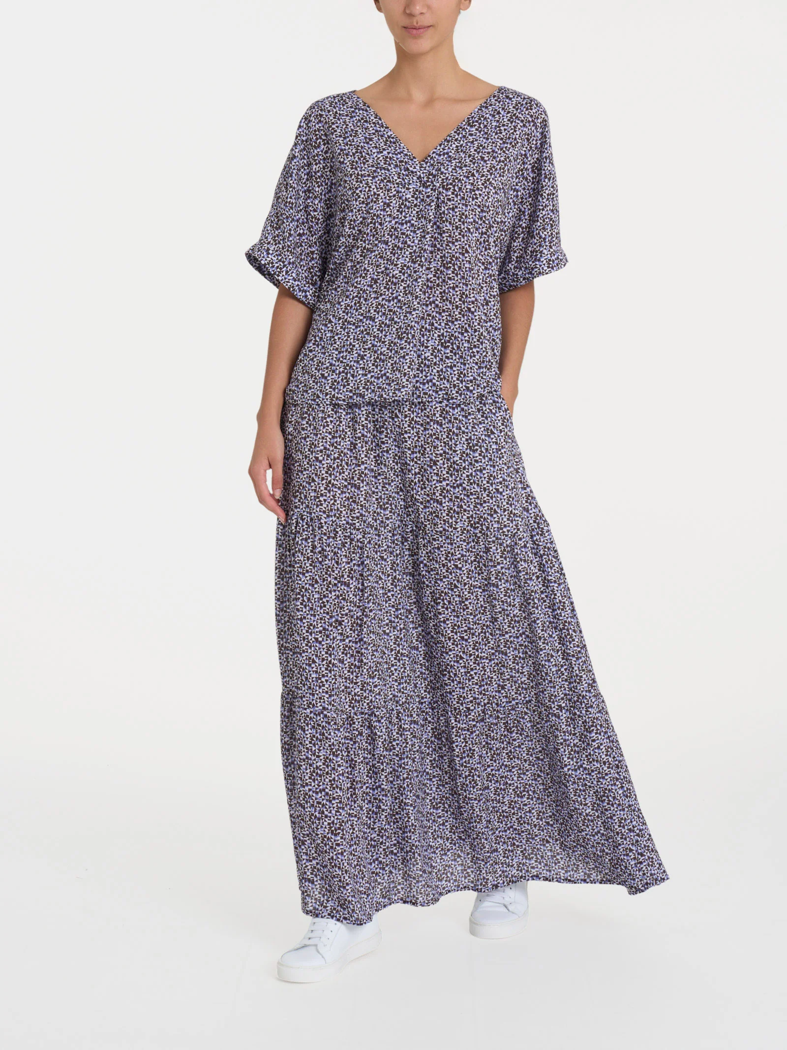 Blusa con geometric pattern e manica kimono in Ecoseta - Fant. Thistle - Image 5