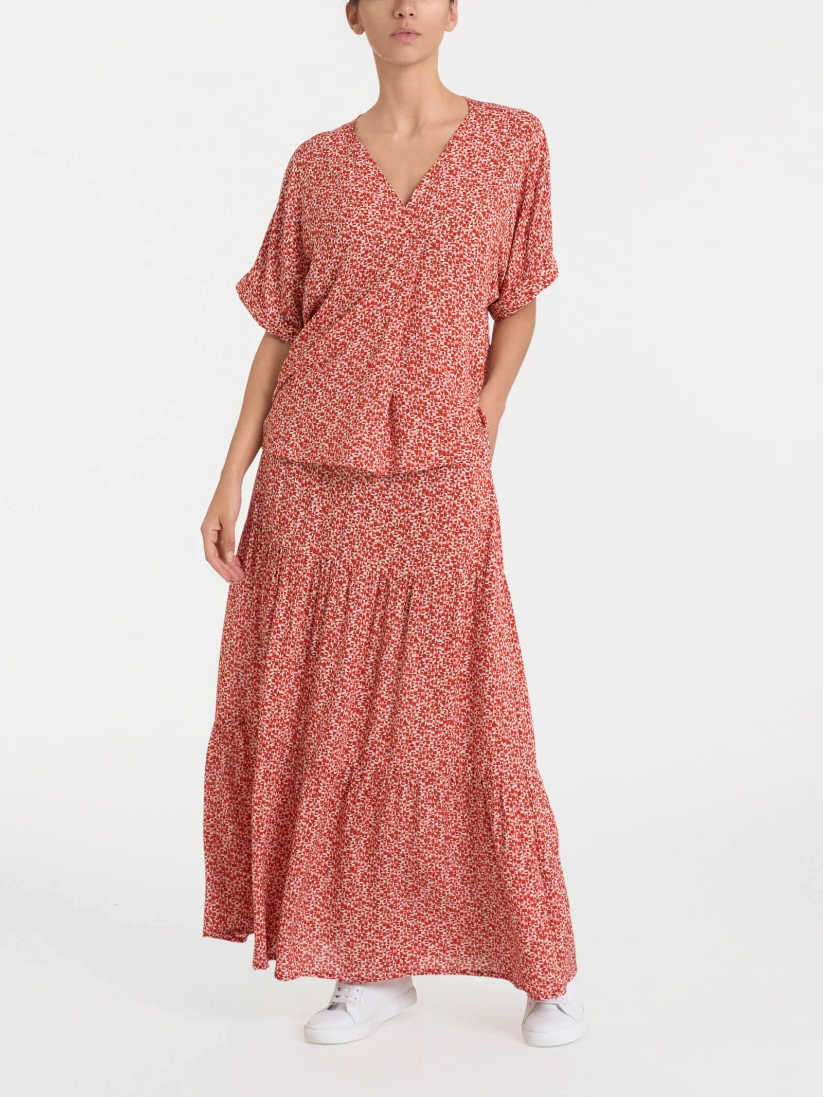 Blusa con geometric pattern e manica kimono in Ecoseta - Fant. Dubarry - Image 5