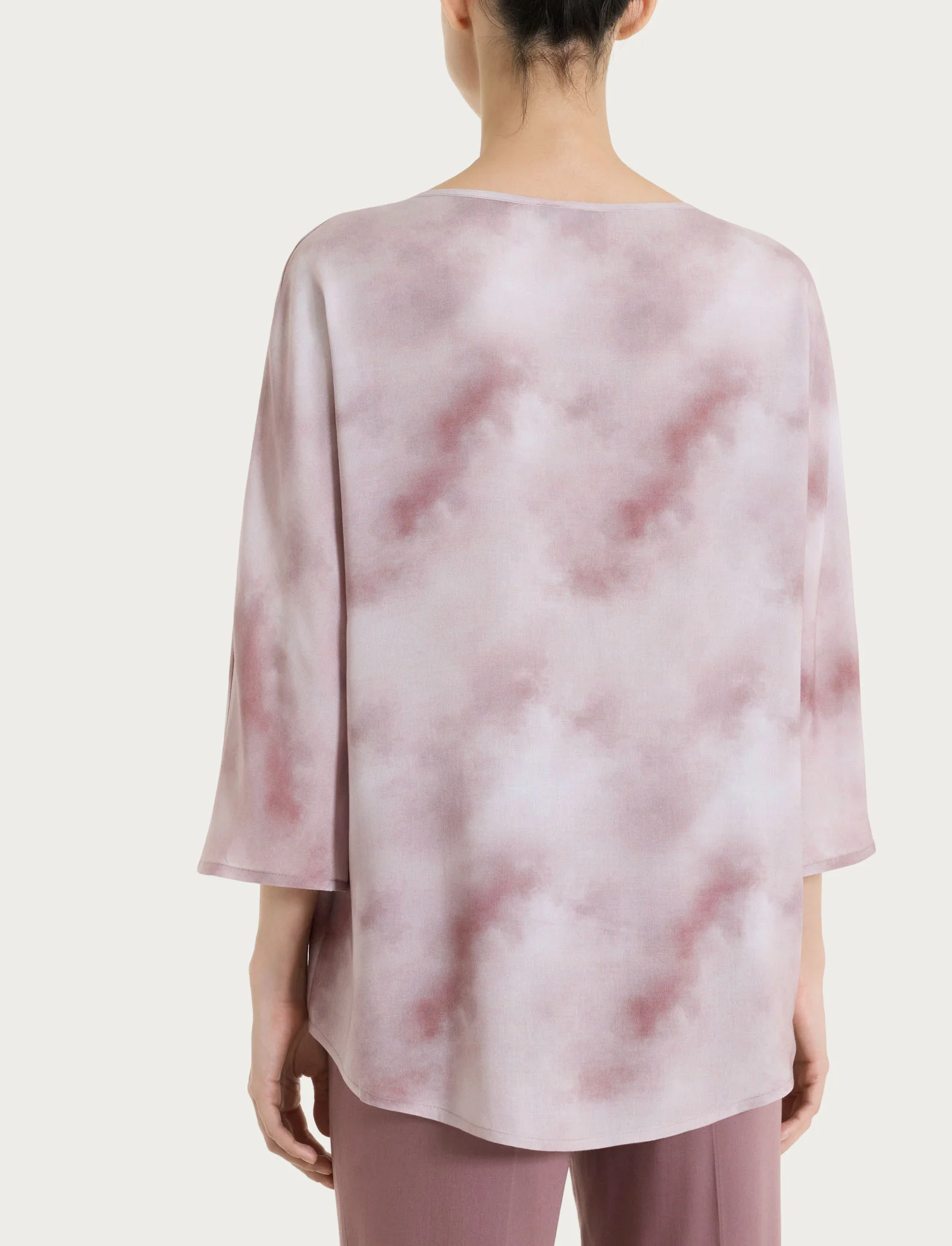 Blusa con manica 3/4 e fantasia in EcoSeta - Fant. Shadow Gray - Image 2