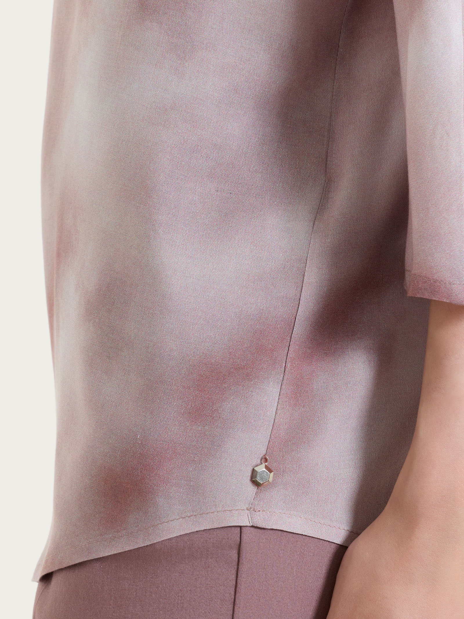 Blusa con manica 3/4 e fantasia in EcoSeta - Fant. Shadow Gray - Image 3