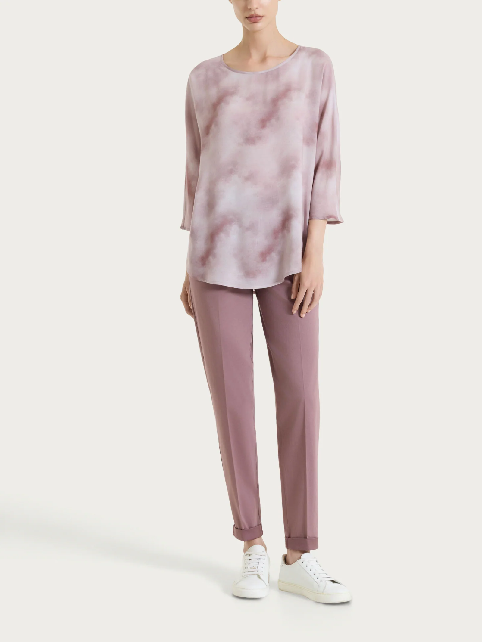 Blusa con manica 3/4 e fantasia in EcoSeta - Fant. Shadow Gray - Image 5