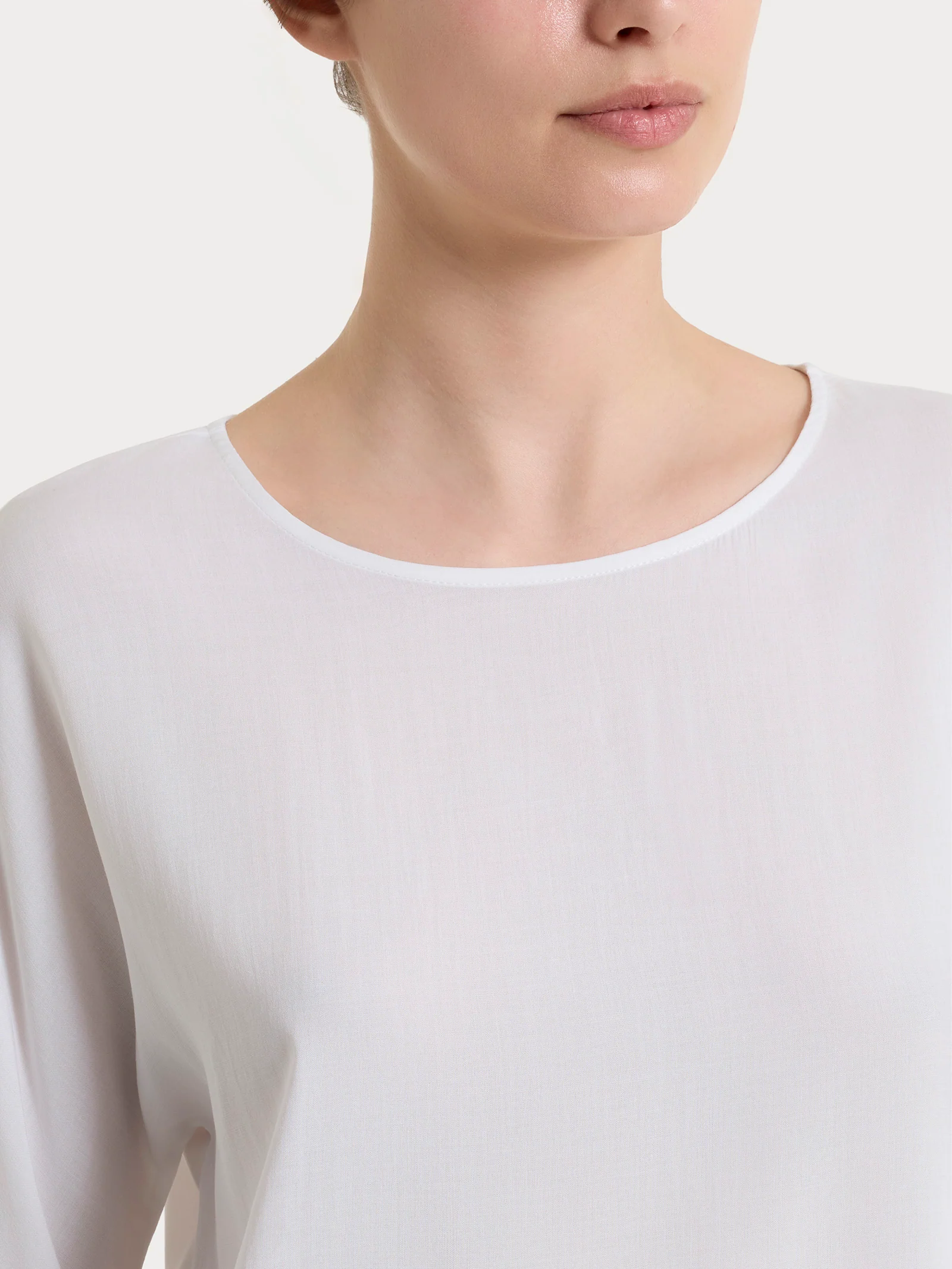 Blusa con manica 3/4 in Voile Stretch - Bianco - Image 3
