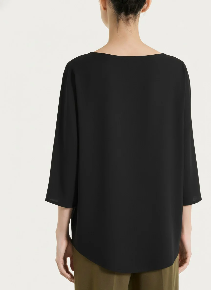 Blusa con manica 3/4 in Voile Stretch - Nero - Image 2