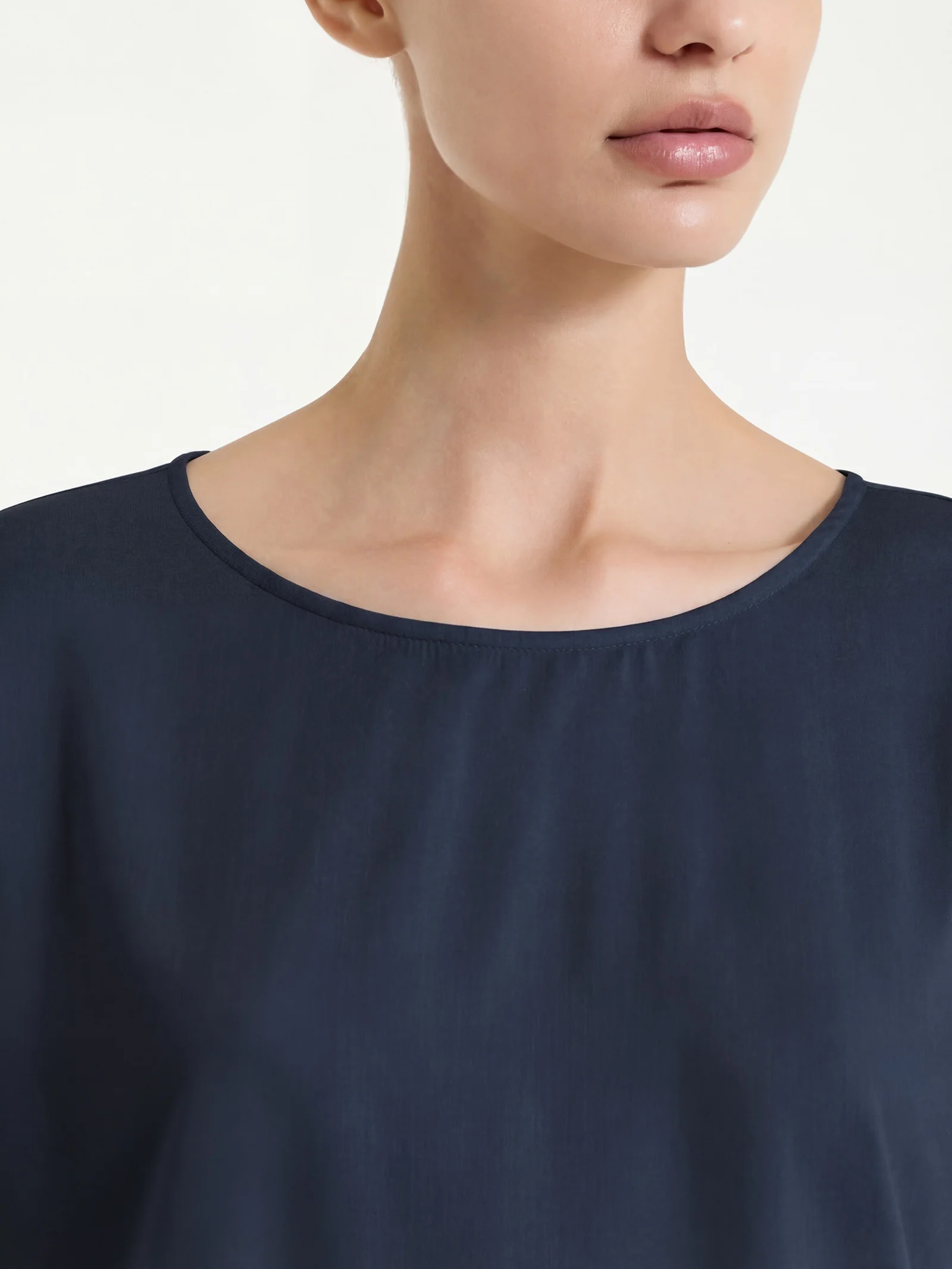 Blusa con manica 3/4 in Voile Stretch - Bleu - Image 4
