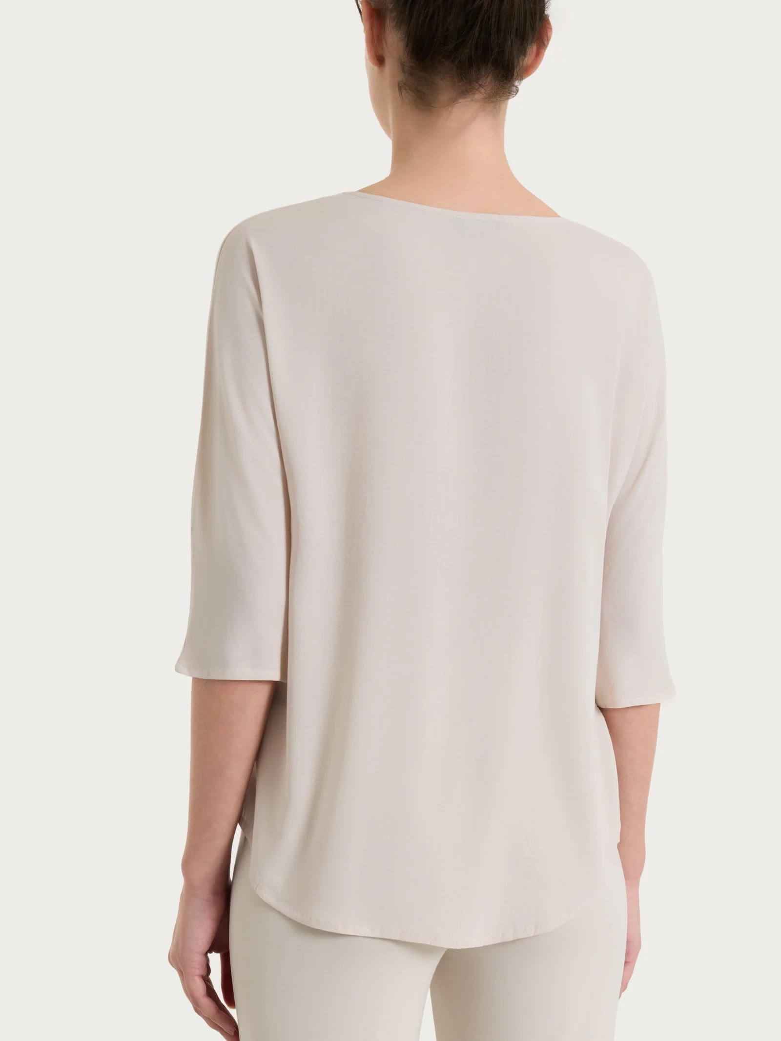 Blusa con manica 3/4 in Voile Stretch - Champignon - Image 2