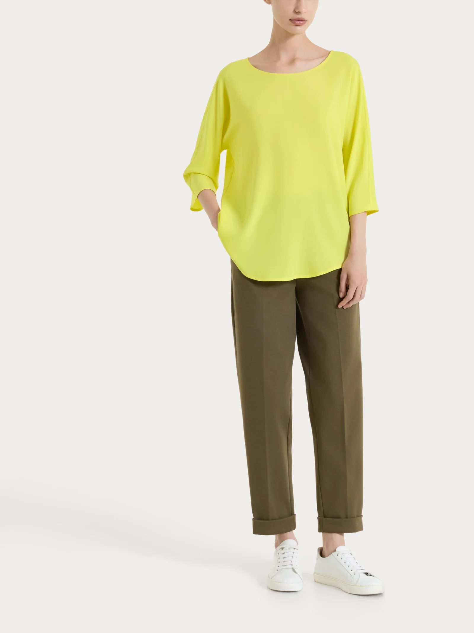 Blusa con manica 3/4 in Voile Stretch - Acacia - Image 5