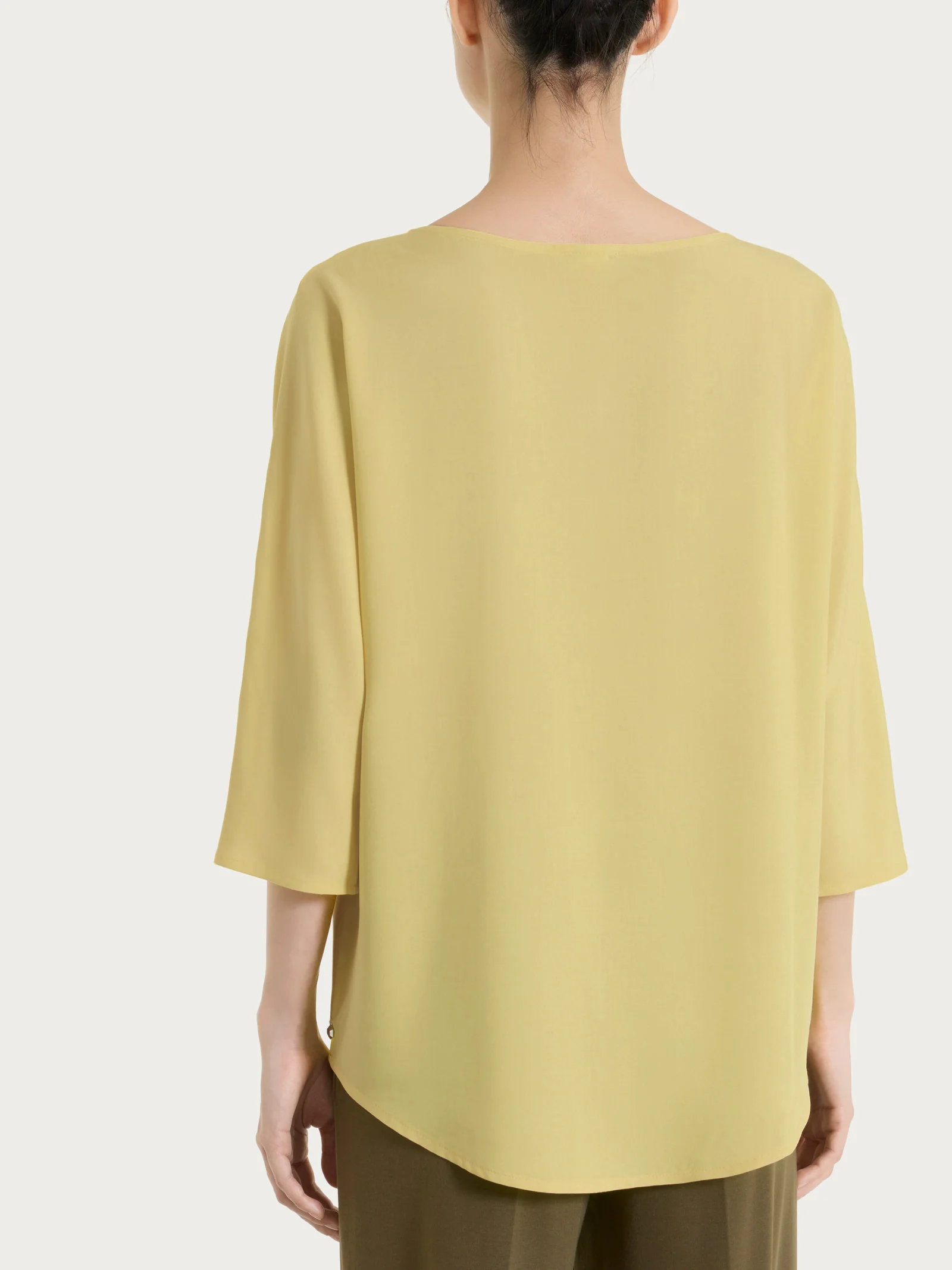 Blusa con manica 3/4 in Voile Stretch - Khaki - Image 2