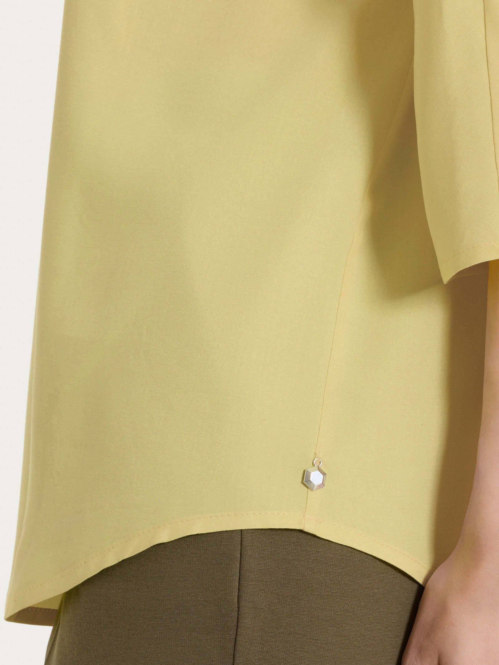Blusa con manica 3/4 in Voile Stretch - Khaki - Image 3