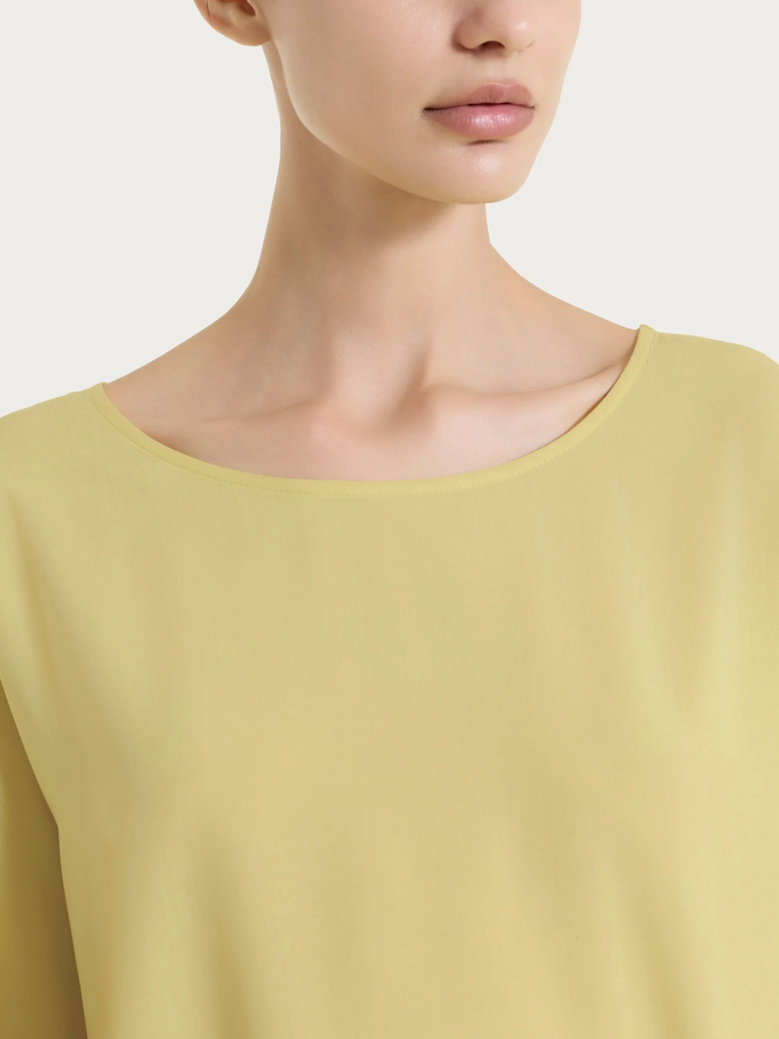 Blusa con manica 3/4 in Voile Stretch - Khaki - Image 4