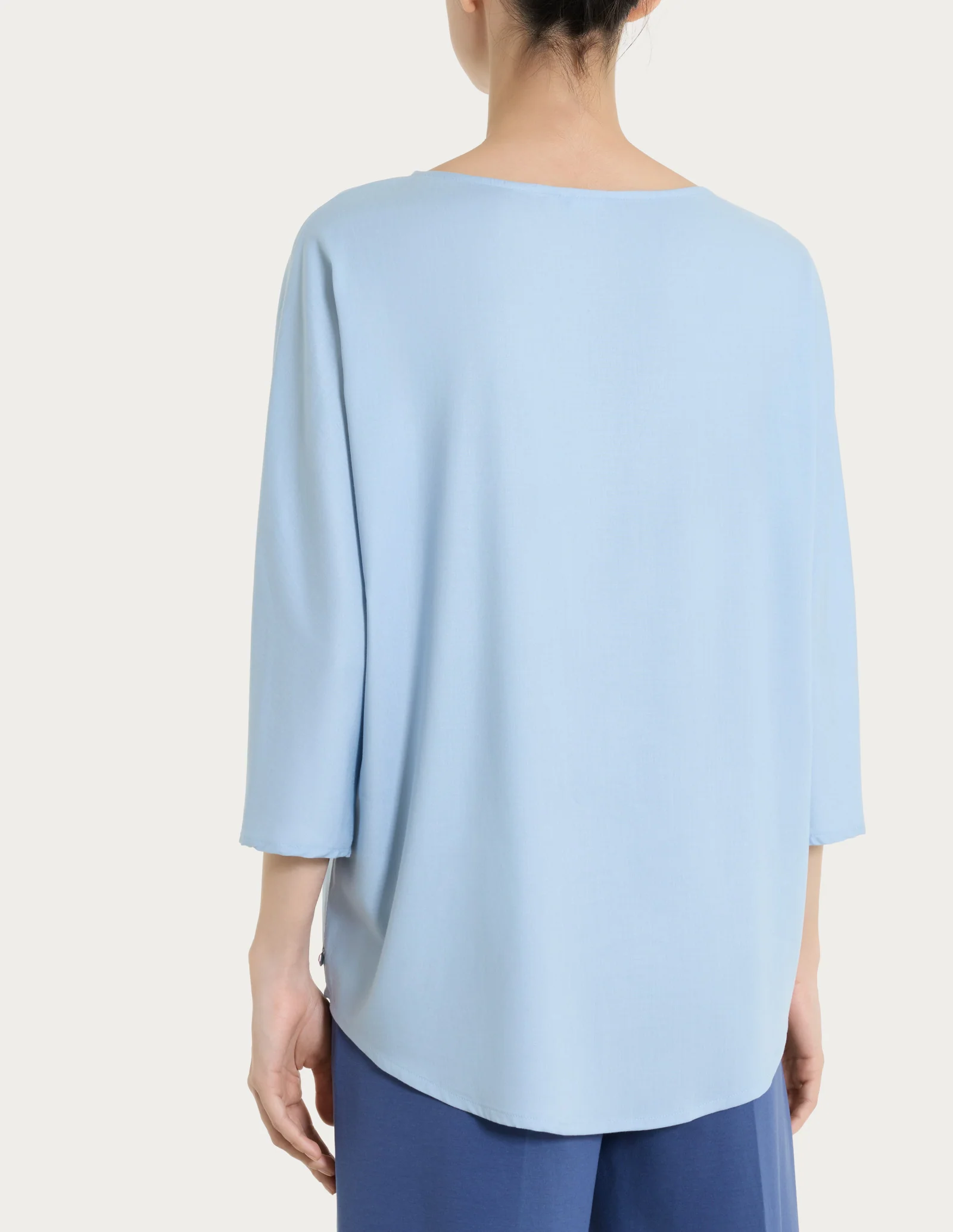Blusa con manica 3/4 in Voile Stretch - Dusty Blue - Image 2