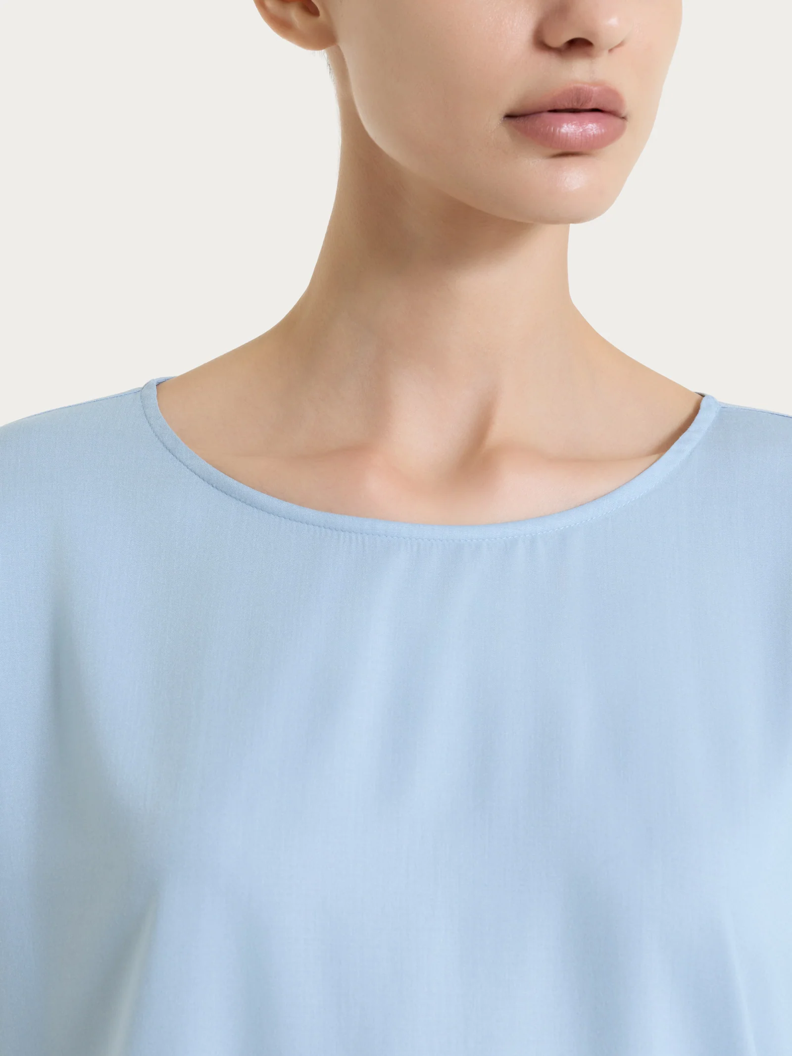 Blusa con manica 3/4 in Voile Stretch - Dusty Blue - Image 4