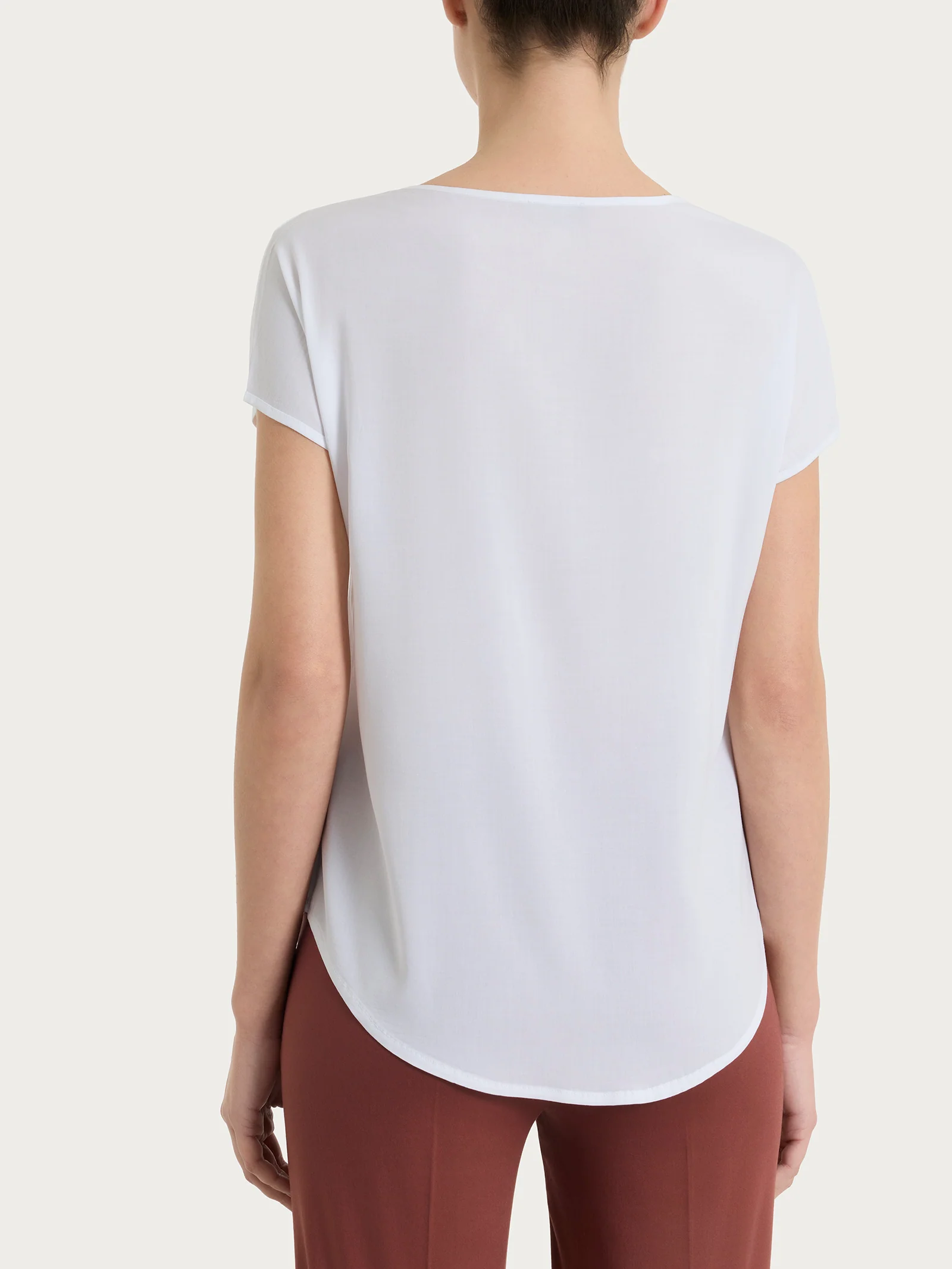 Blusa con manica a kimono in Voile Stretch - Bianco - Image 2