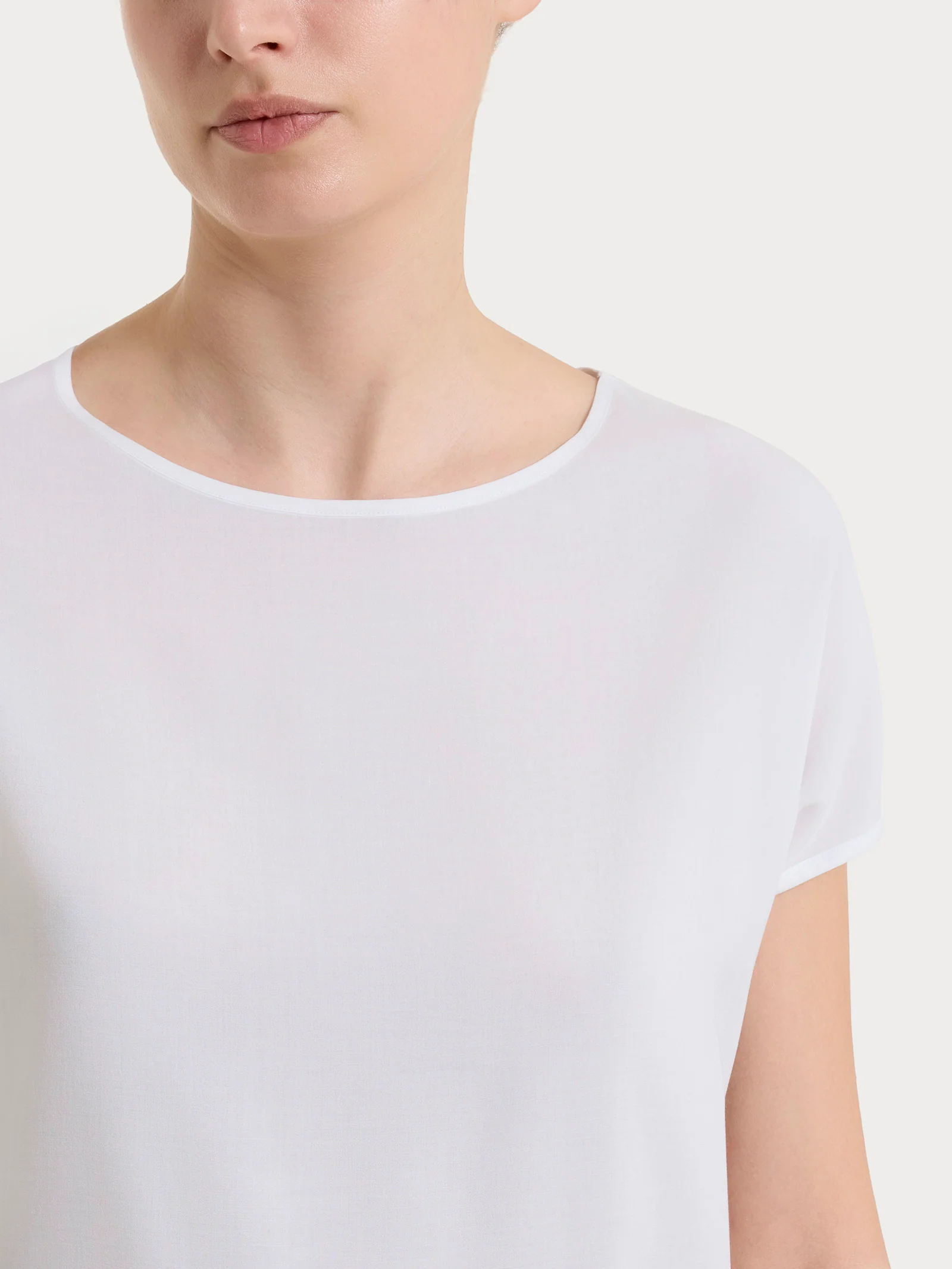 Blusa con manica a kimono in Voile Stretch - Bianco - Image 4