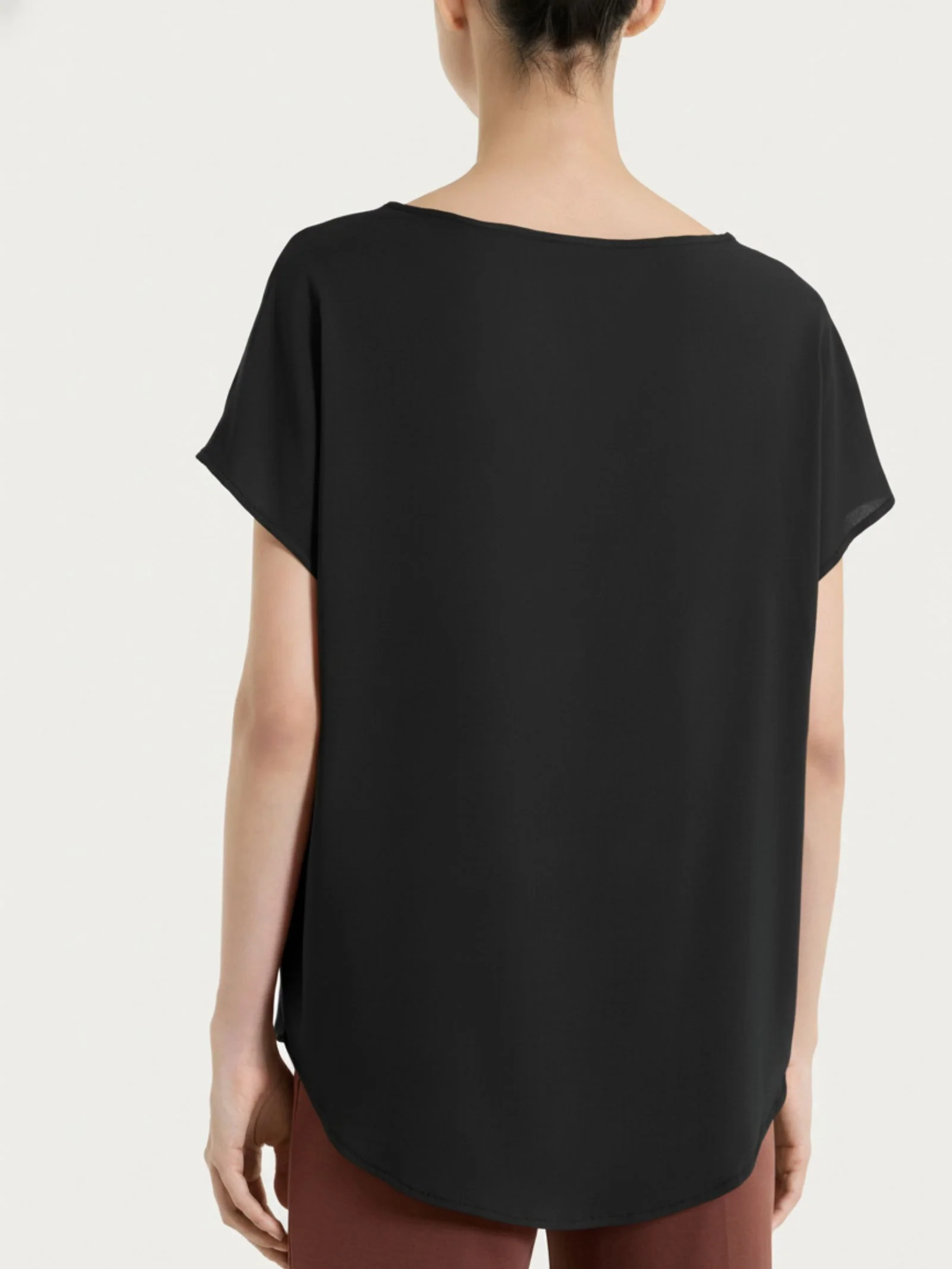 Blusa con manica a kimono in Voile Stretch - Nero - Image 2
