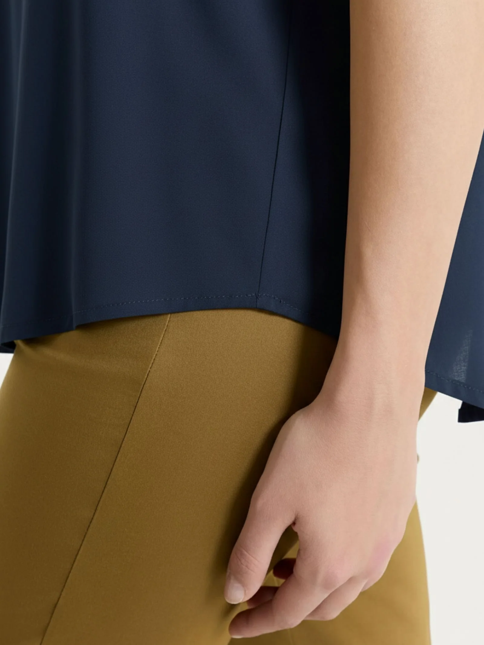 Blusa con manica a kimono in Voile Stretch - Bleu - Image 3