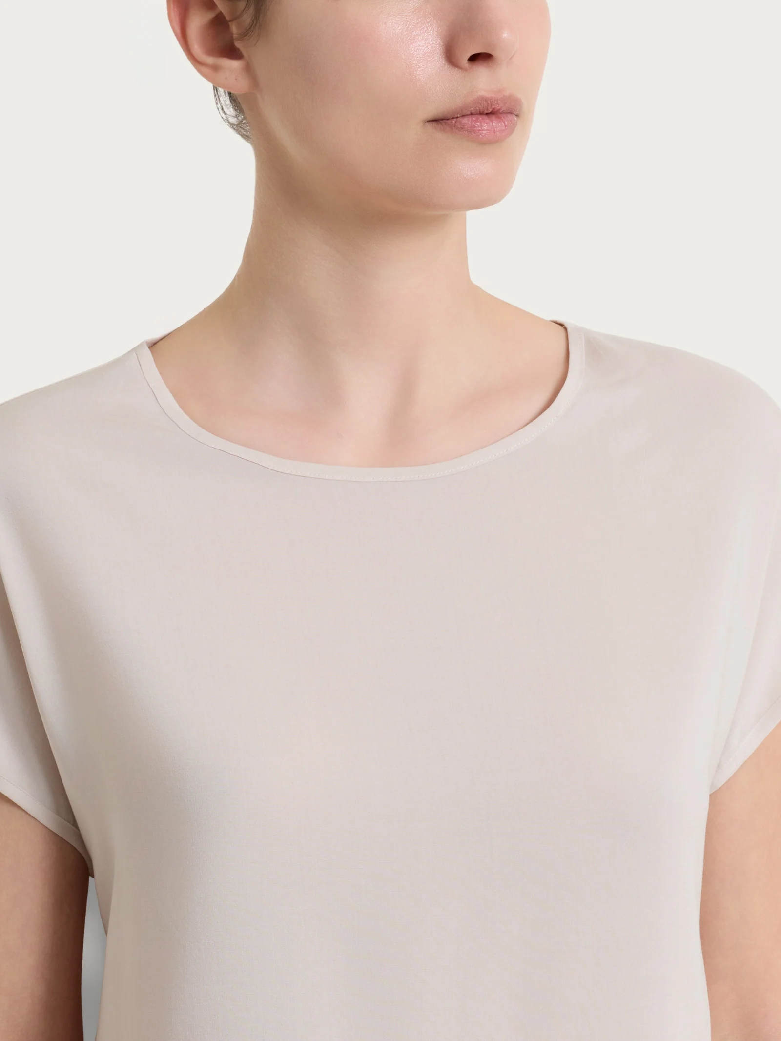 Blusa con manica a kimono in Voile Stretch - Champignon - Image 4