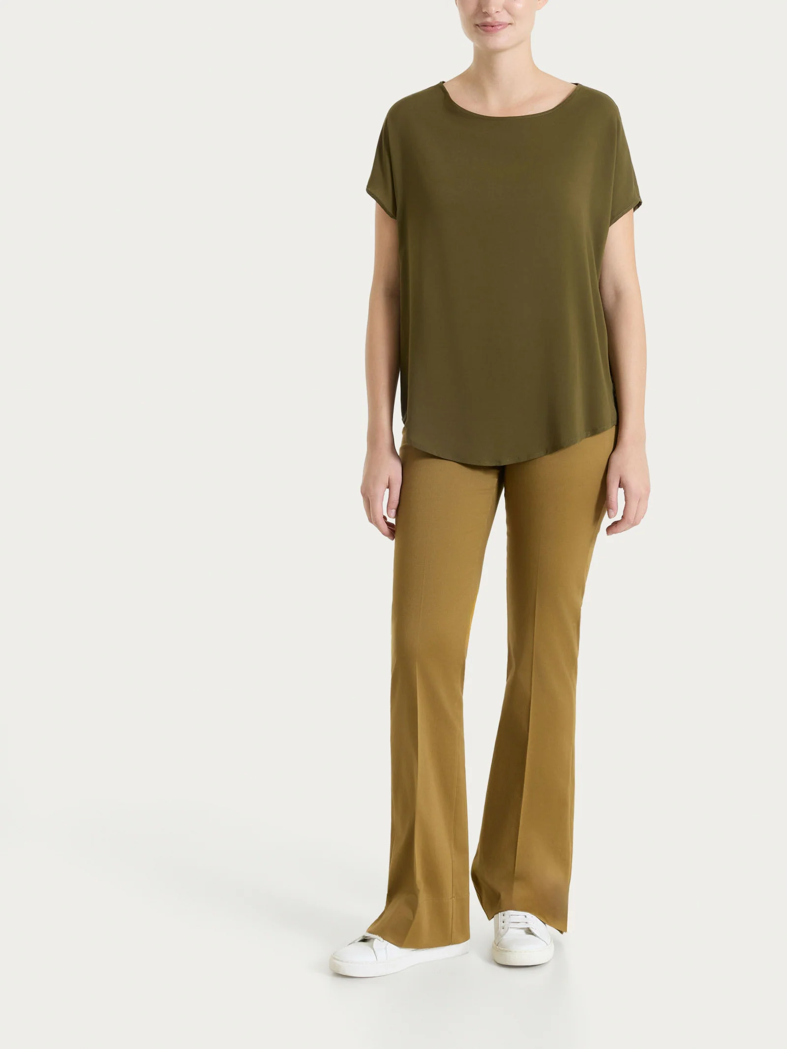 Blusa con manica a kimono in Voile Stretch - Dark Olive - Image 5