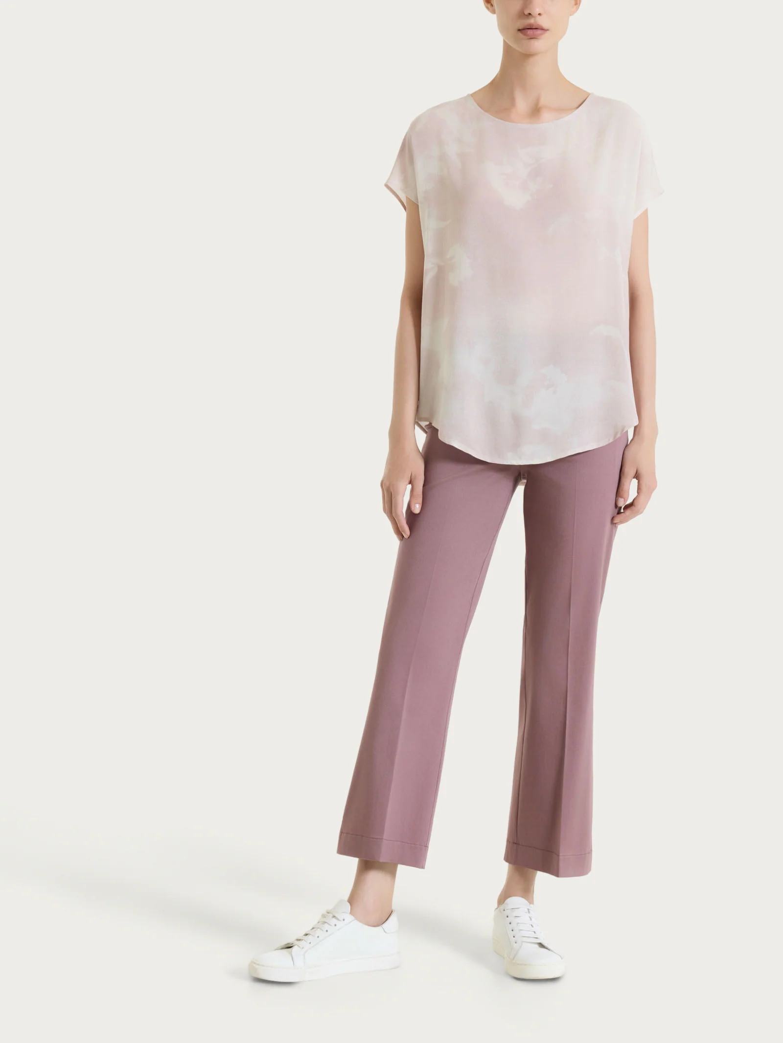 Blusa con manica corta e fantasia in EcoSeta - Fant.Champignon - Image 5
