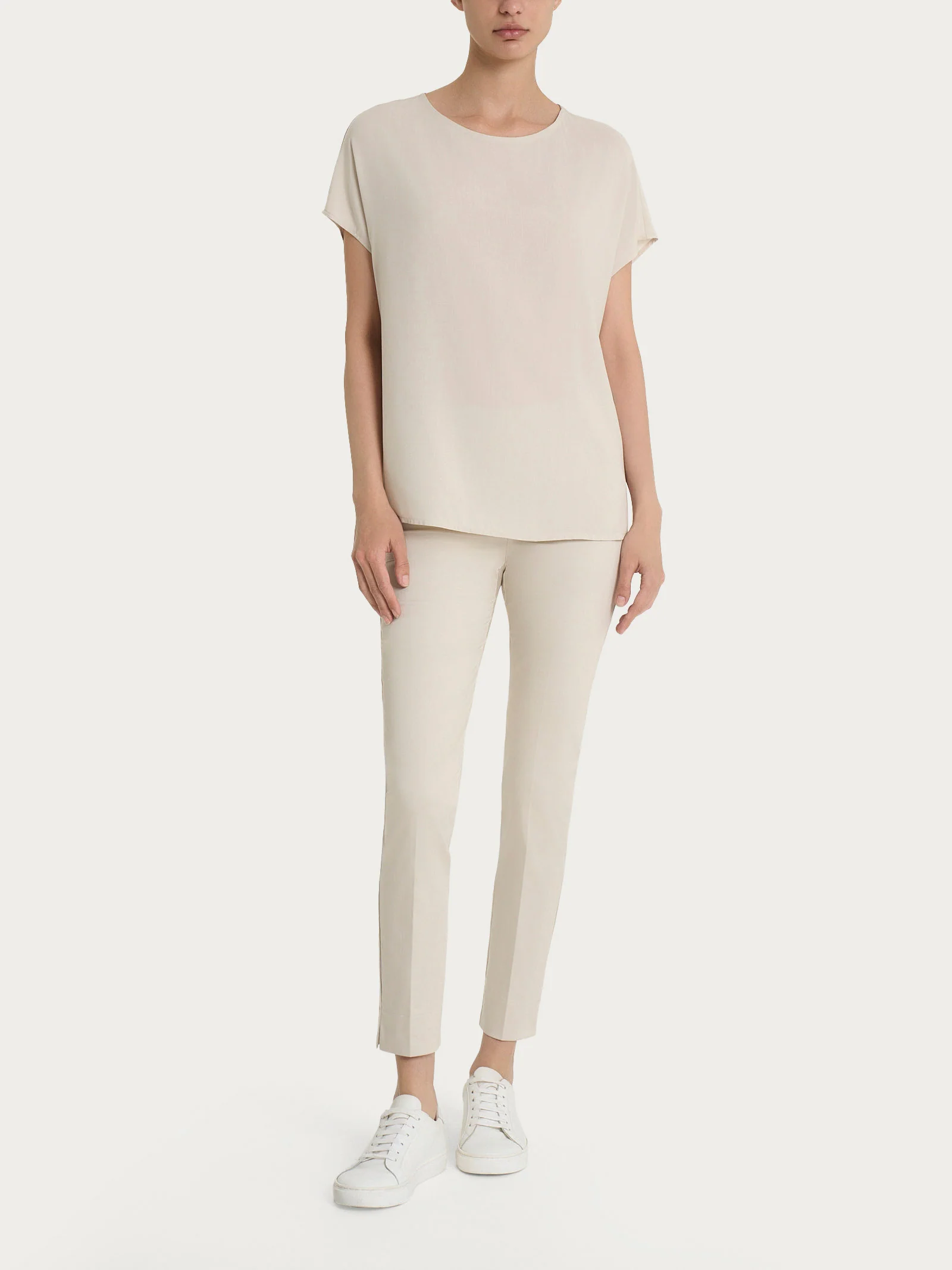 Blusa con manica Kimono in Ecoseta - Champignon - Image 4
