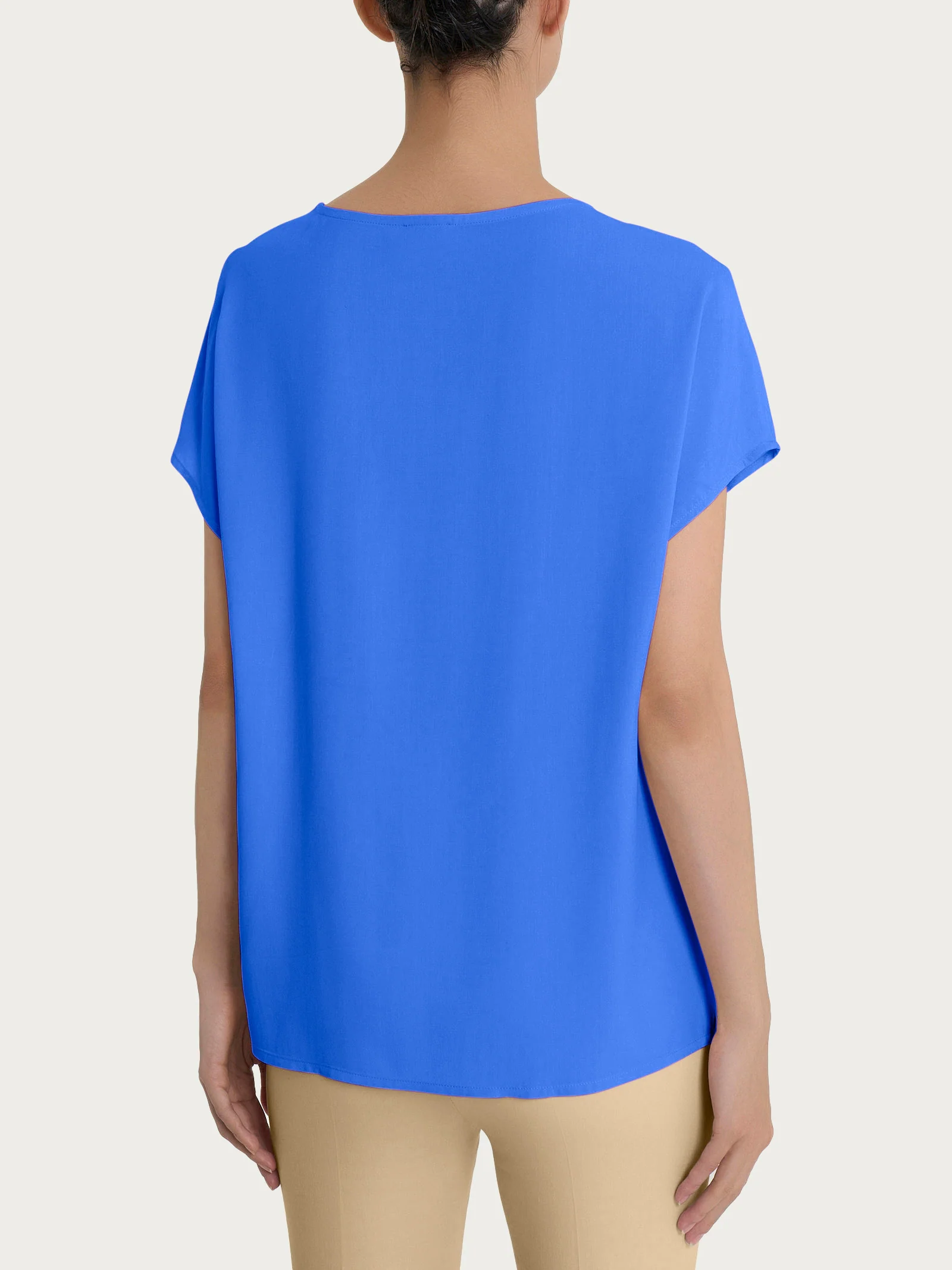 Blusa con manica Kimono in Ecoseta - Dazzling Blue - Image 2