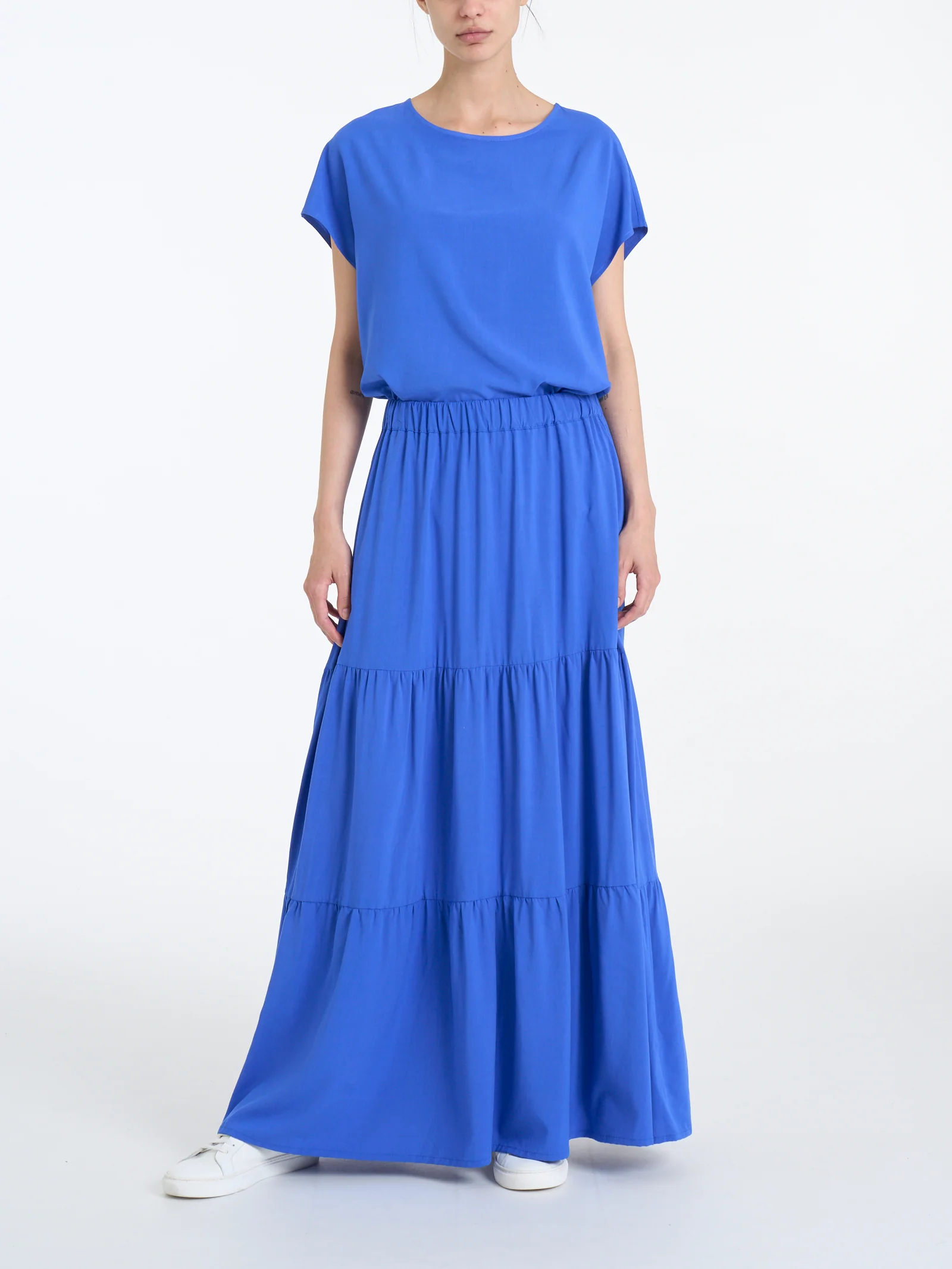 Blusa con manica Kimono in Ecoseta - Dazzling Blue - Image 5