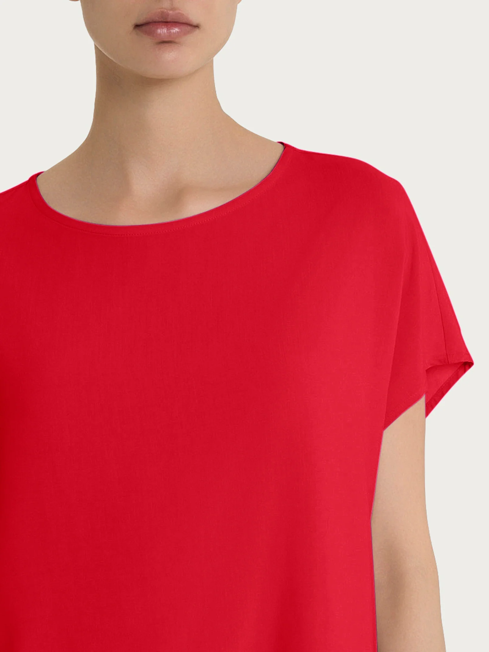 Blusa con manica Kimono in Ecoseta - Salsa - Image 3