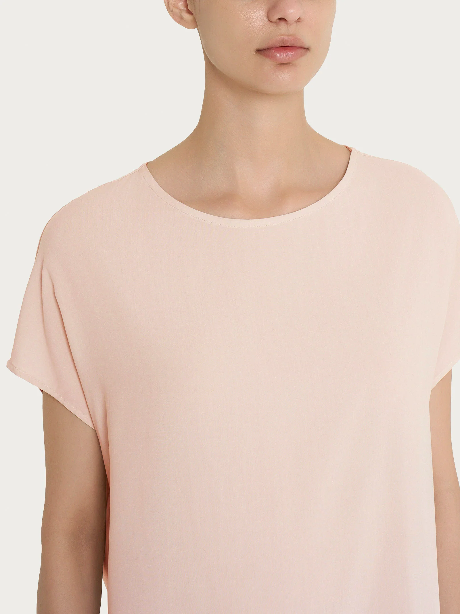 Blusa con manica Kimono in Ecoseta - Cameo Rose - Image 3