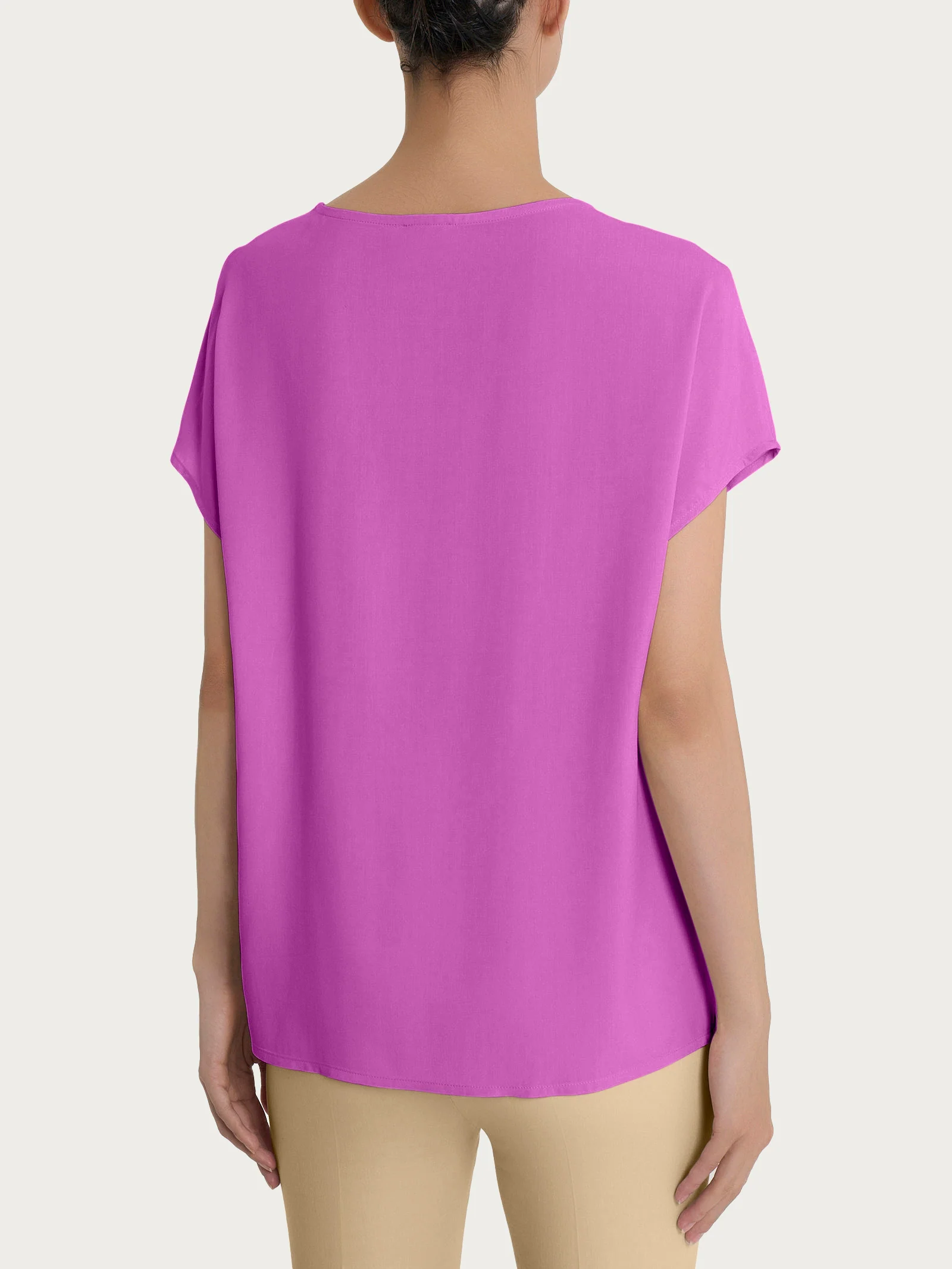 Blusa con manica Kimono in Ecoseta - Cattleya Orchid - Image 2