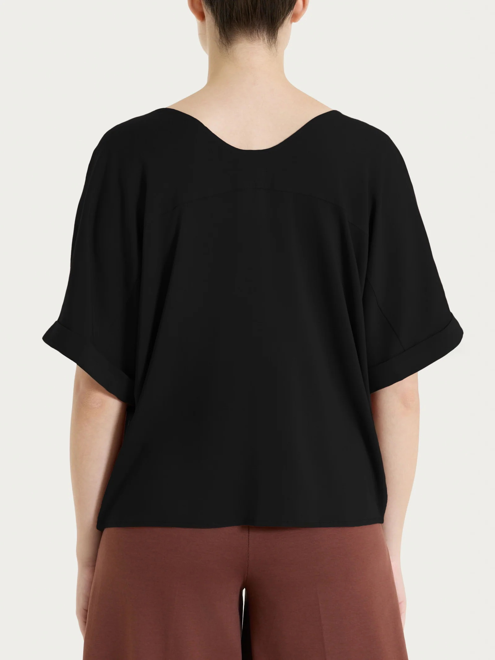 Blusa con manica kimono in Voile Stretch - Nero - Image 2