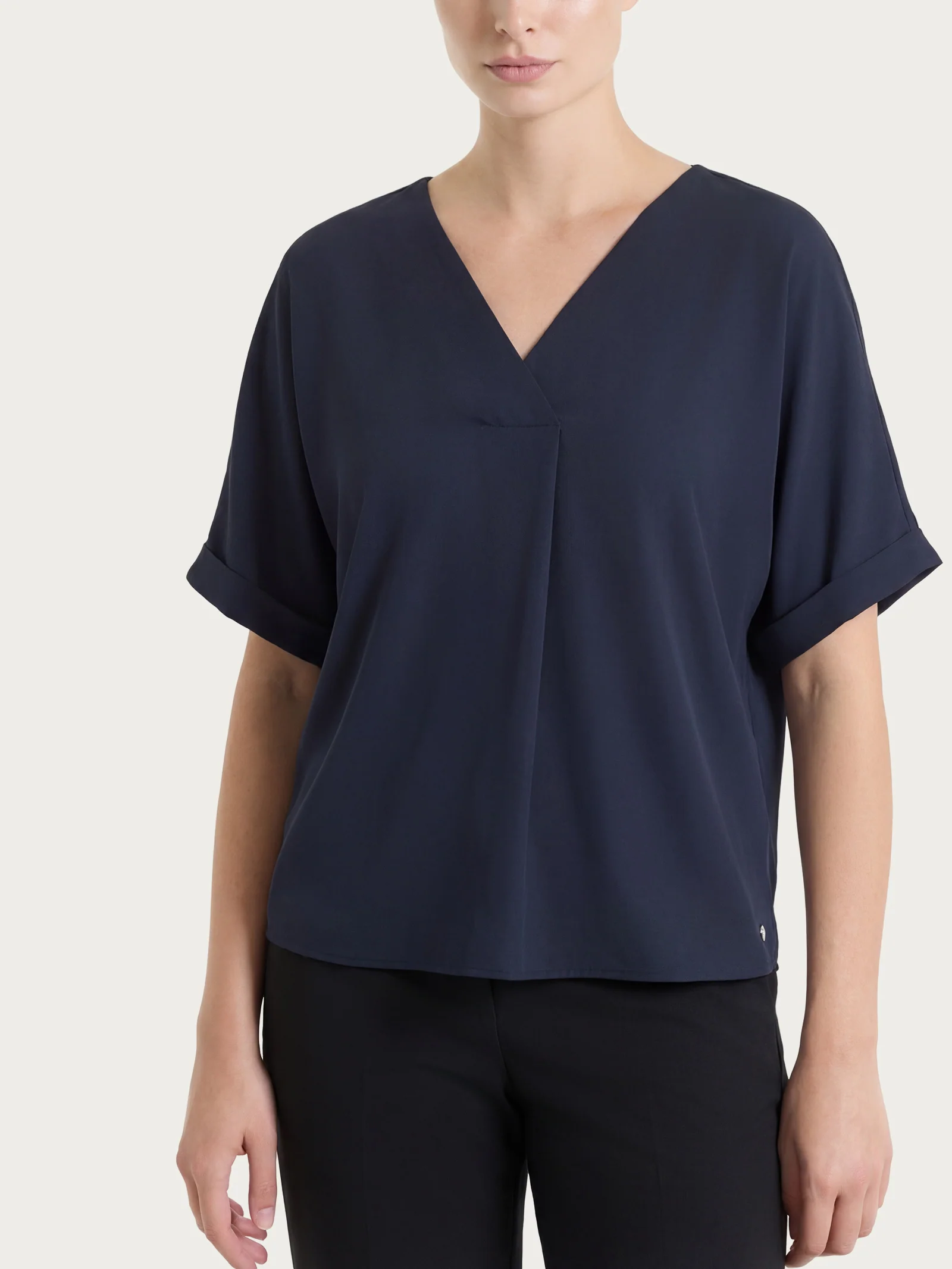 Blusa con manica kimono in Voile Stretch - Bleu