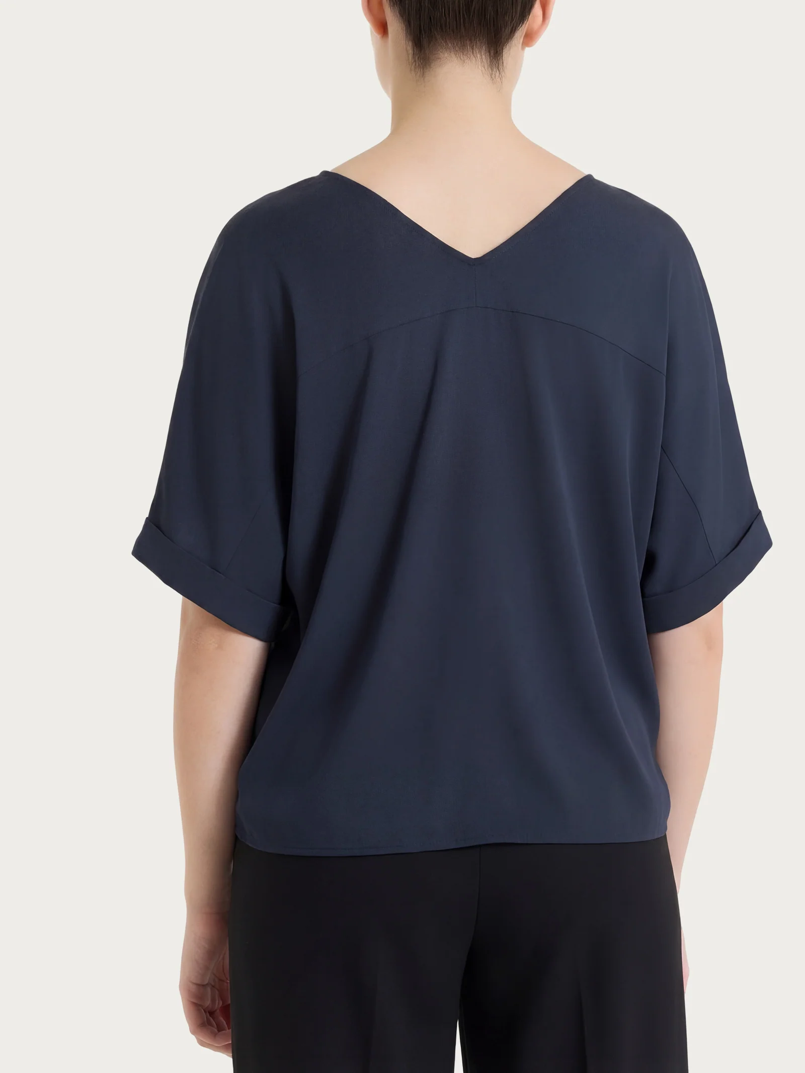 Blusa con manica kimono in Voile Stretch - Bleu - Image 2