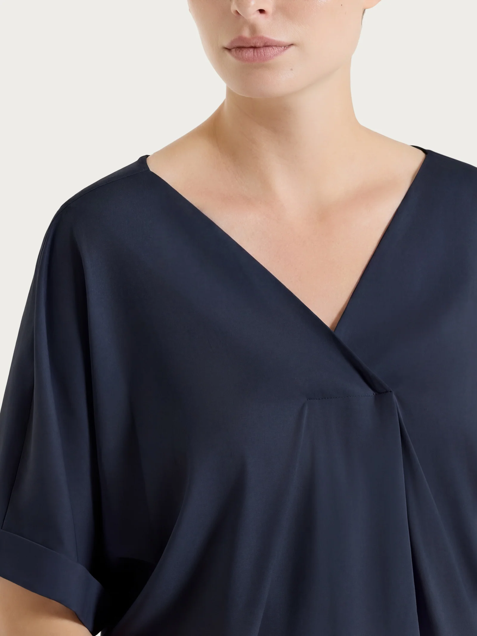 Blusa con manica kimono in Voile Stretch - Bleu - Image 4